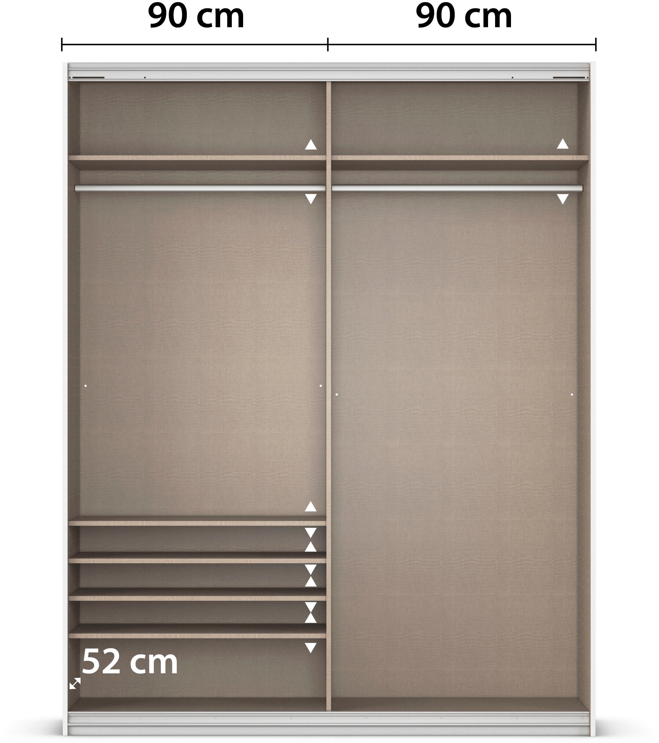 INOSIGN BY RAUCH Schwebetürenschrank »Kleiderschrank Schrank Garderobe Schlafzimmerschrank THANOS«, (in 3 verschiedenen Ausstattungen BASIC/CLASSIC/PREMIUM), Optional mit Spiegel, Metall-Griffleisten alufarben MADE IN GERMANY