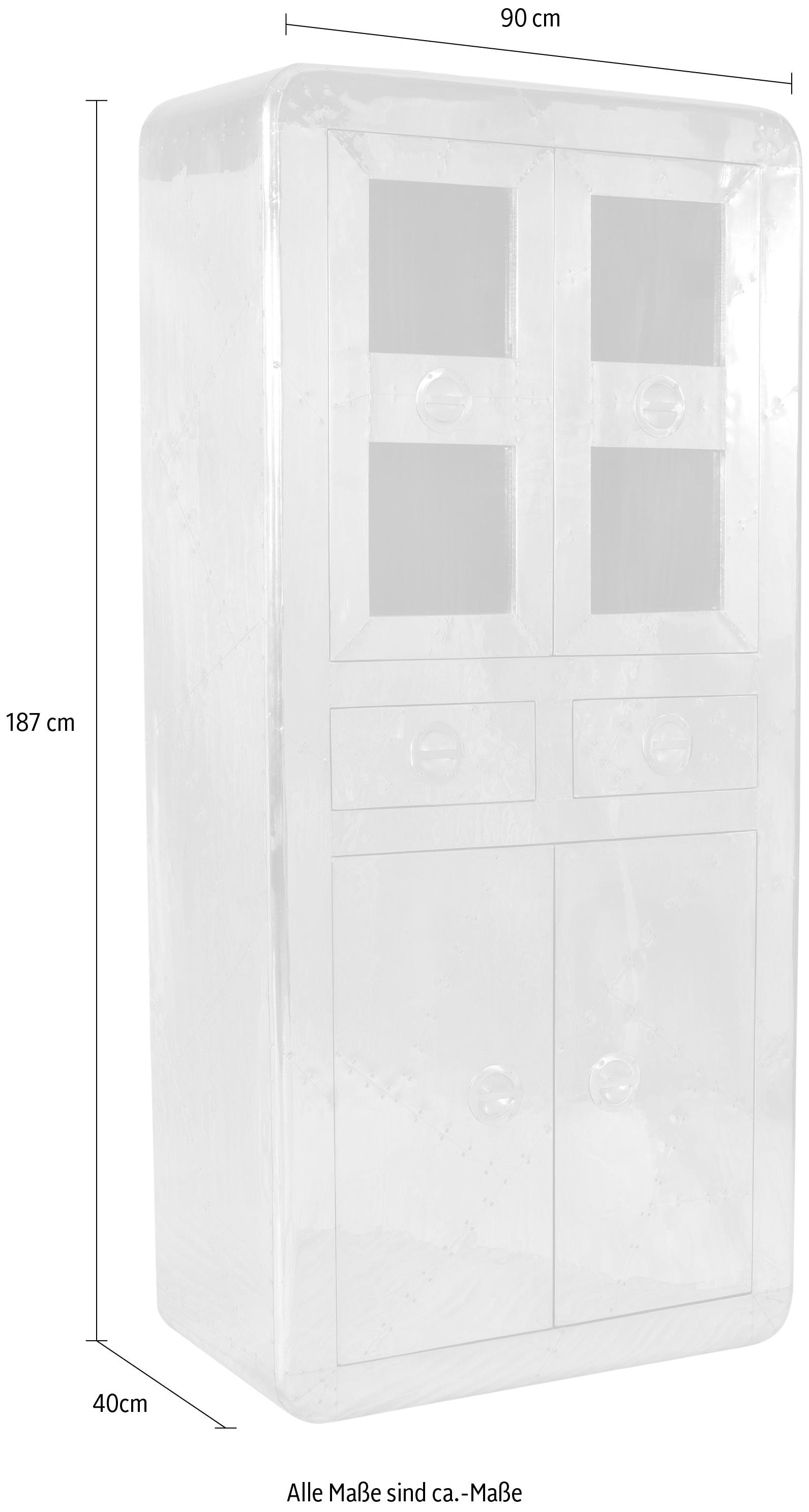 SIT Vitrine »Wohnzimmerschrank AIRMAN Mangoholz + MDF mit Alu‑Beschlägen« Futuristisches Industrial‑Design mit verspiegelter Alu‑Optik