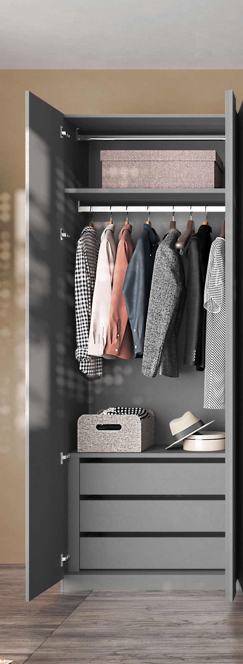 INOSIGN Schubkasteneinsatz »Jupiter – Steingrau, Schubladeneinsatz, 3 Schubkästen, B 89 cm«