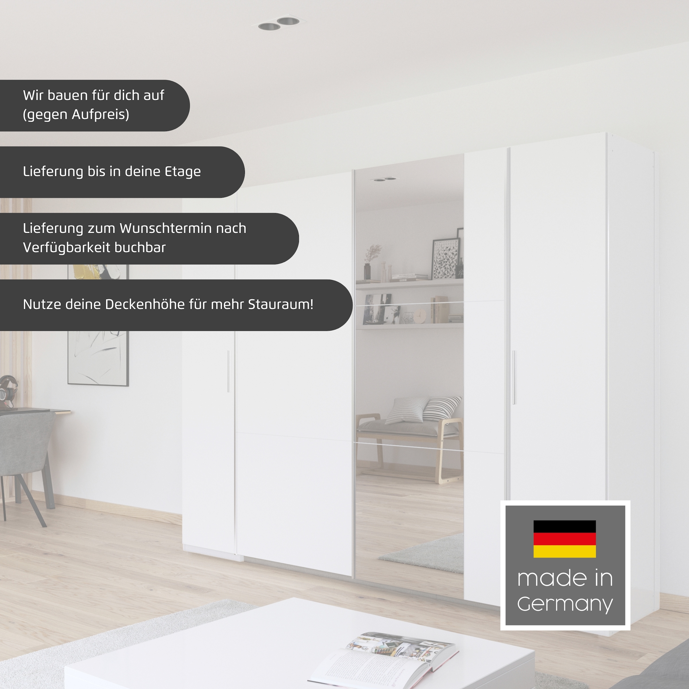 rauch Schwebetürenschrank »Kleiderschrank Drehtürenschrank Schrank Garderobe KRONACH TOPSELLER« in 3 Ausstattungen BASIC/CLASSIC/PREMIUM, Breiten 225/268/311/354 cm,  mit Dreh- und Schwebetüren und vielen Einlegeböden MADE IN GERMANY