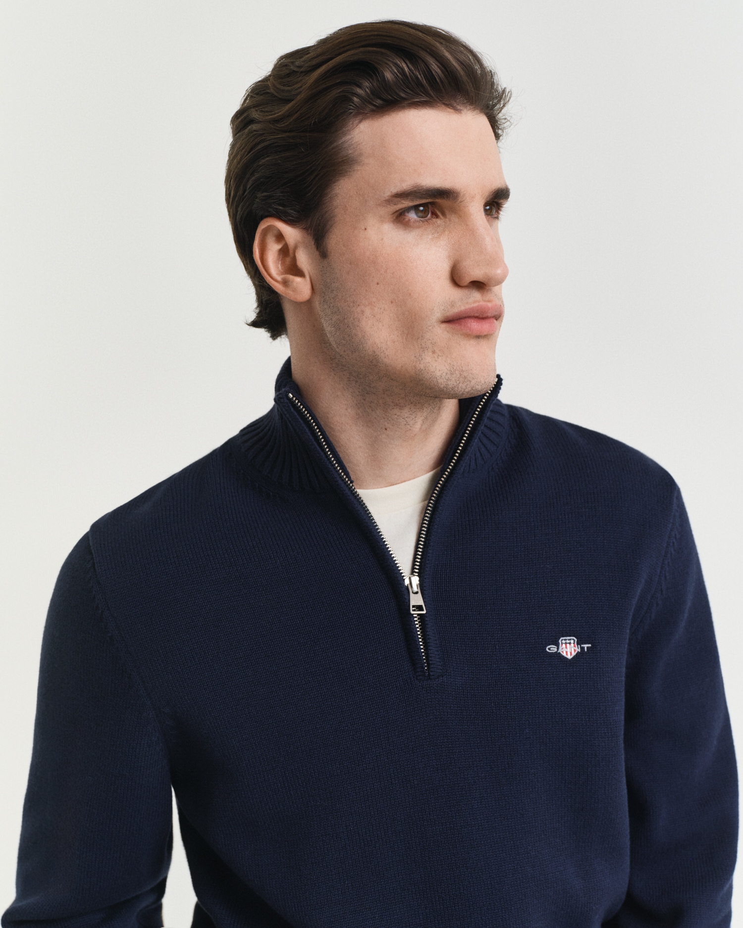 Gant Troyer »CASUAL COTTON HALF ZIP«, mit grafischer Logostickerei auf der Brust