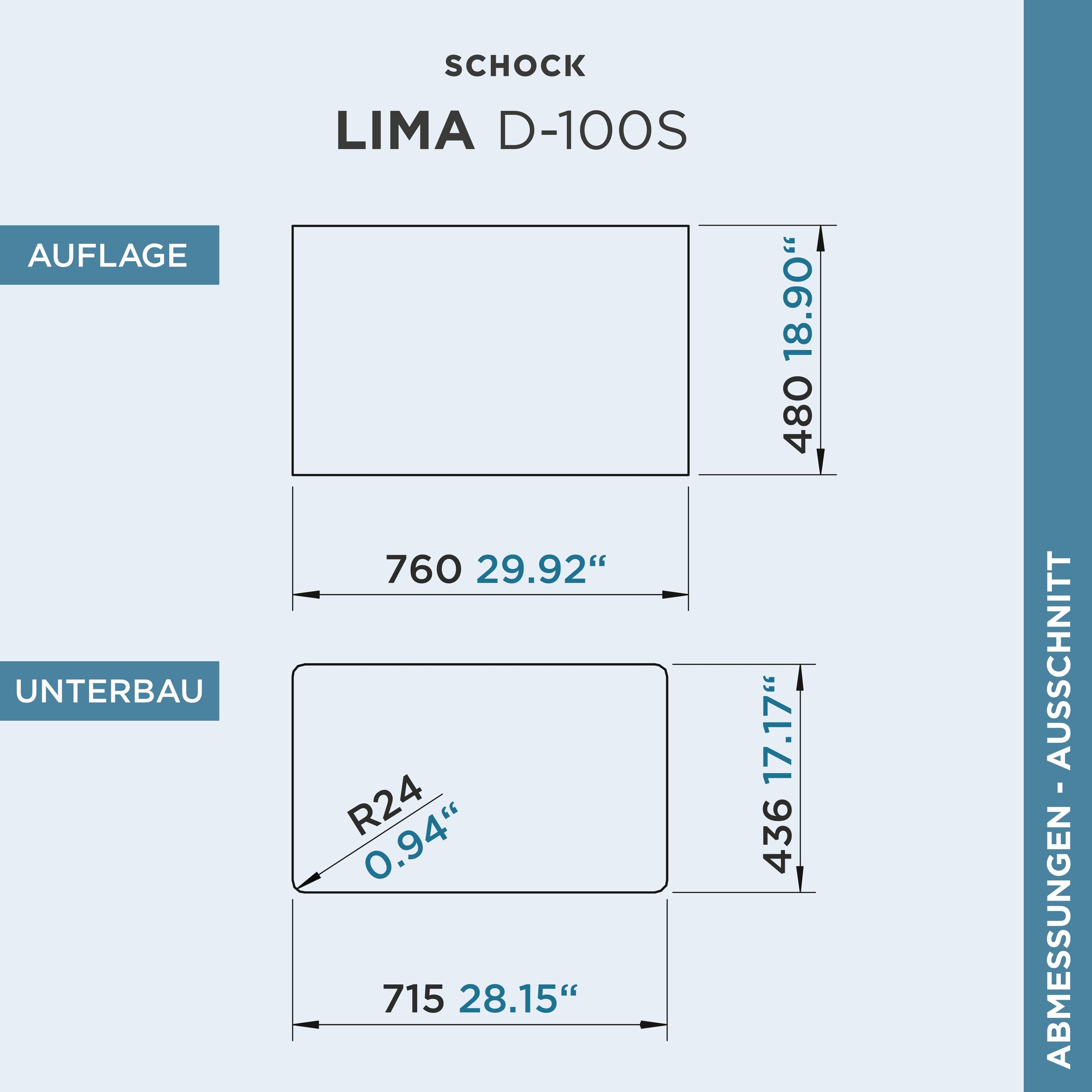 Schock Granitspüle »Lima D-100S«, 78/50 cm, Auflagespüle
