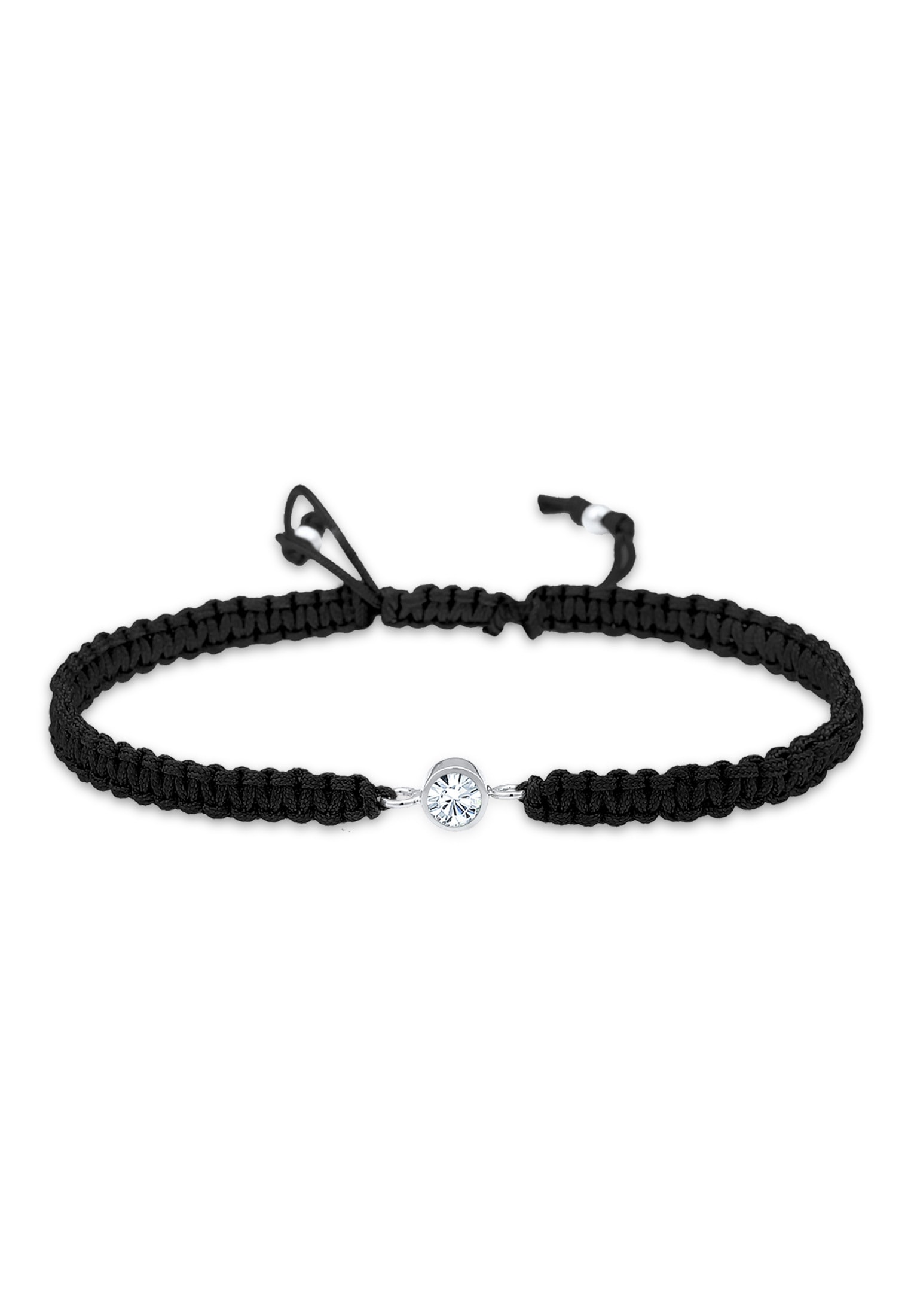 Elli Armkette »Armband Nylonband Glas Kristalle Weiß 925 Sterling Silber«