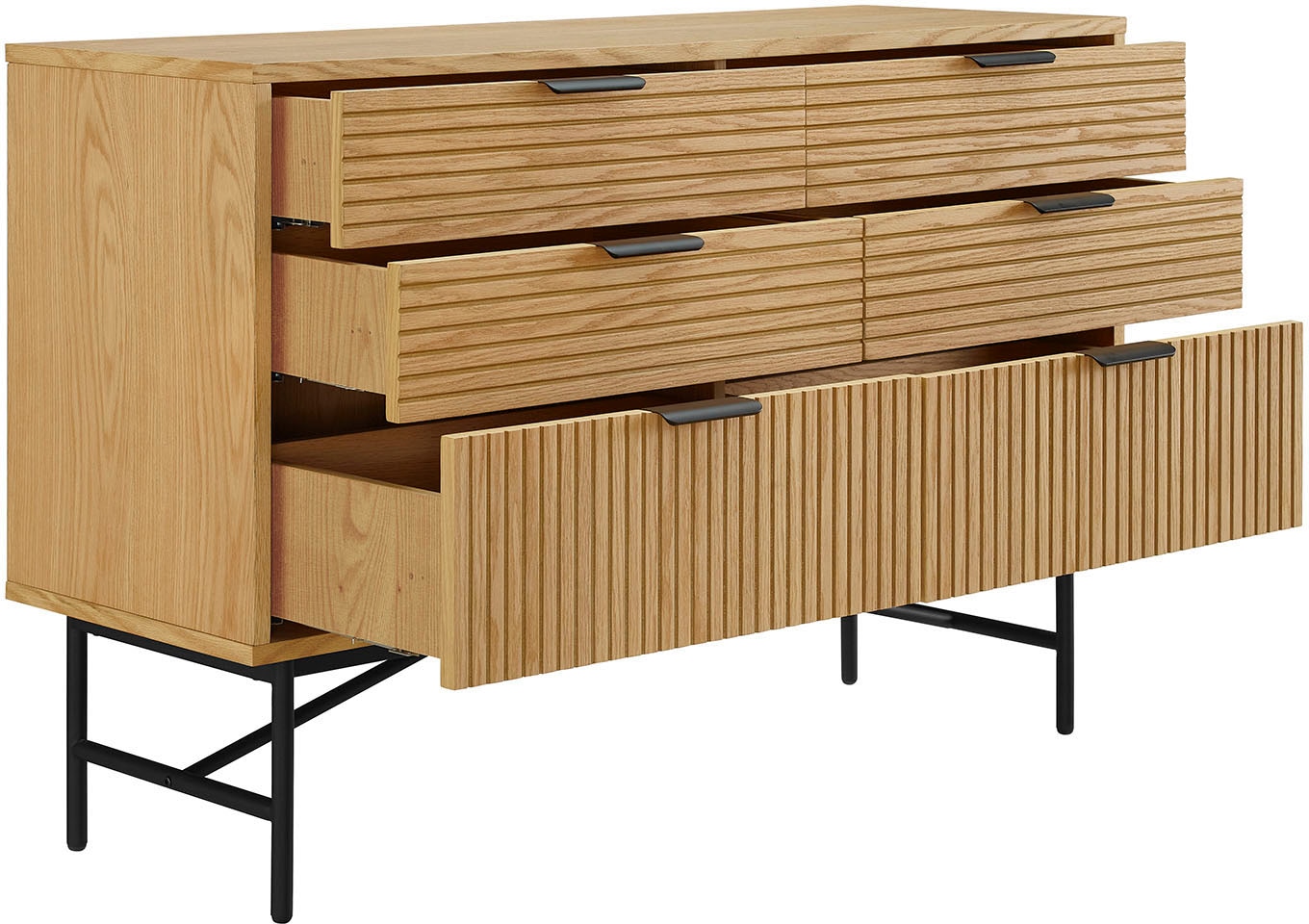 SalesFever Kommode »Visby Designer Kommode mit Stil«, Eiche Echtholzfurnier