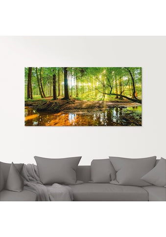 Artland Glasbild »Wald mit Bach«, Wald, (1 St.), in verschiedenen Größen kaufen