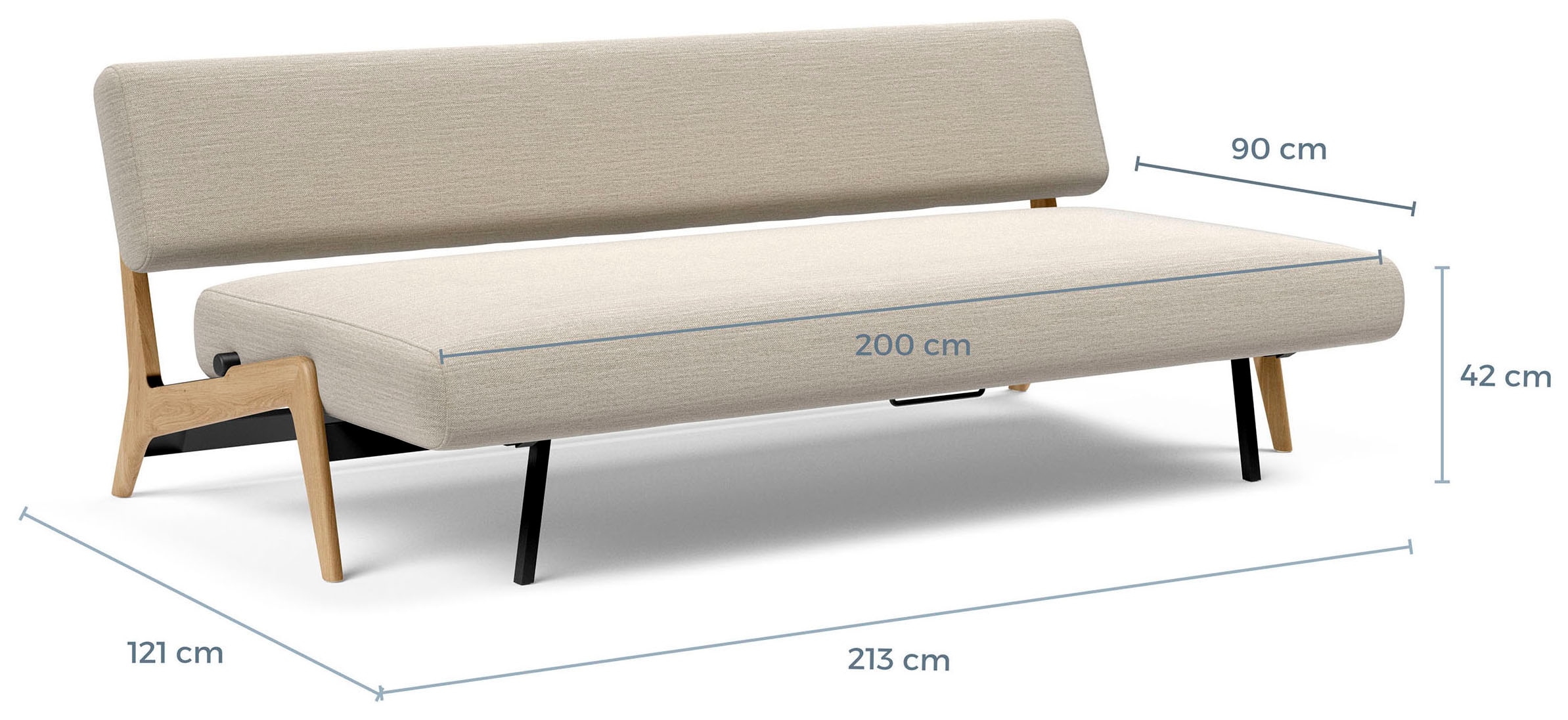 INNOVATION LIVING ™ 3-Sitzer »Nolis Retro Design, hochwertig, sehr bequem, Breite 213cm, Sitzvorzug« Große einheitliche Siztfläche, 60er Jahre Design neu aufgesetzt
