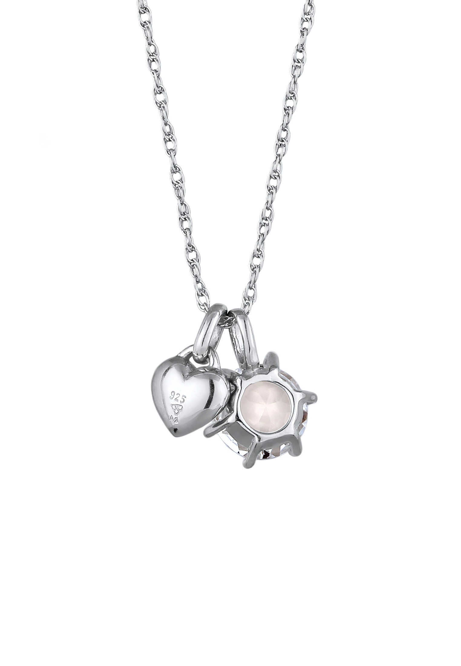 Elli Lange Kette »Halskette Herz Solitär Glas Kristall 925 Sterling Silber«