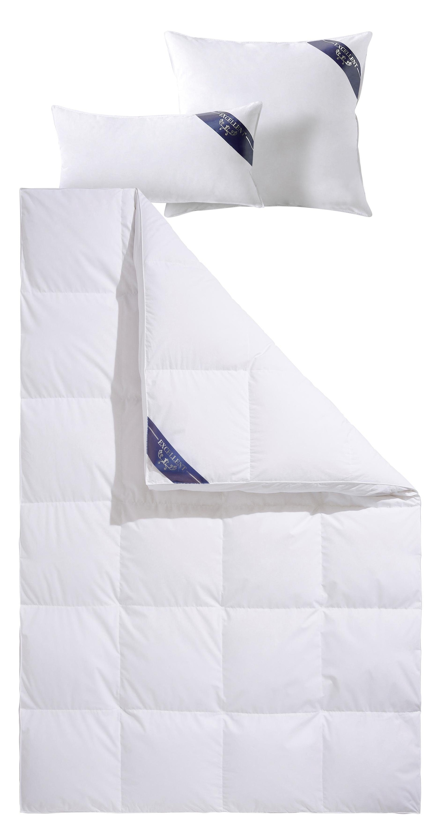 Excellent Daunenbettdecke + 3-Kammer-Kopfkissen »Davos«, Bettdecken-Set mit Kopfkissen, Bettdecke 135x200 und 155x220 cm