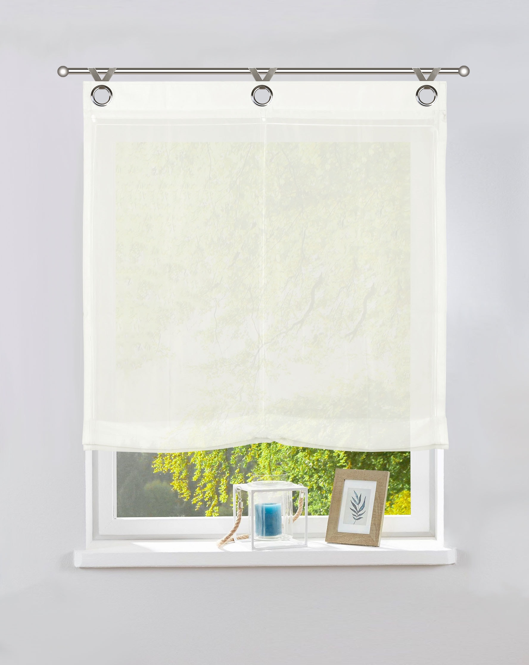 my home Raffrollo »Xana«, Transparent, im mit Polyester OTTO Online Hakenaufhängung, Shop
