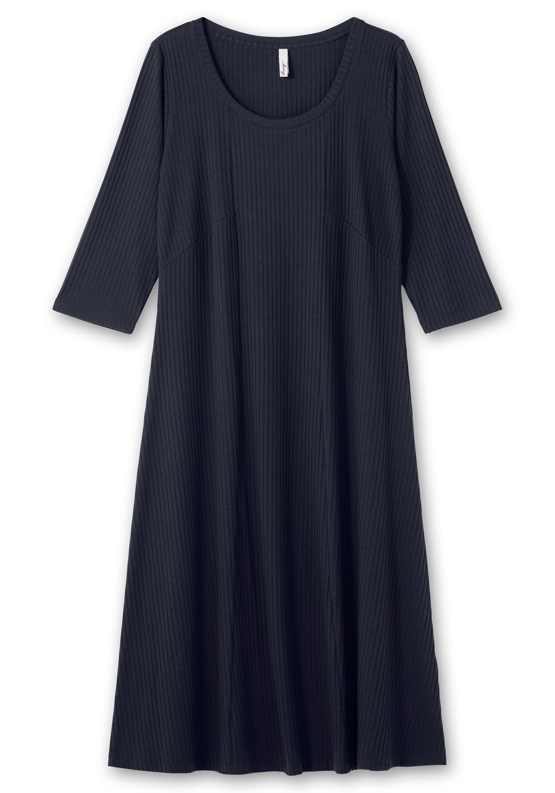 Sheego Shirtkleid »Shirtkleid aus Rippqualität, mit 3/4-Ärmeln«, aus Rippqualität, mit 3/4-Ärmeln