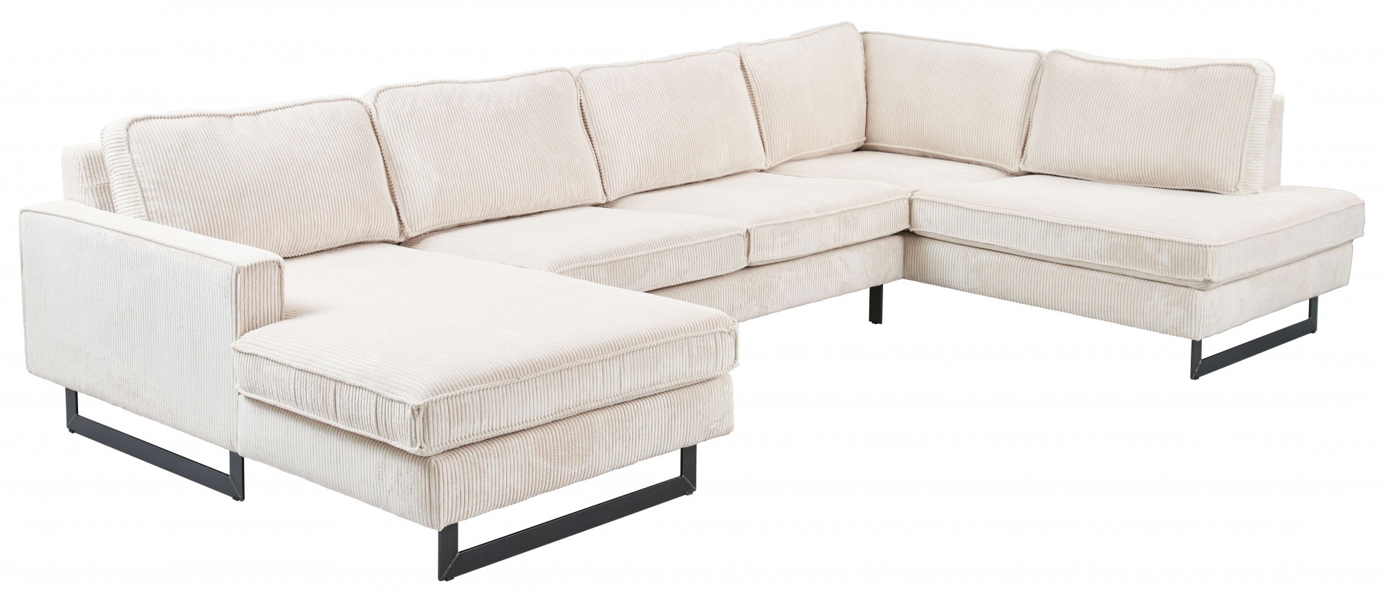 Places of Style Wohnlandschaft »Pinto, 350 cm, U-Form, XXL, mit Ottomanen«, Cord, Chenille, Lederoptik, mit Keder, Metallfüße, Wellenunterfederung