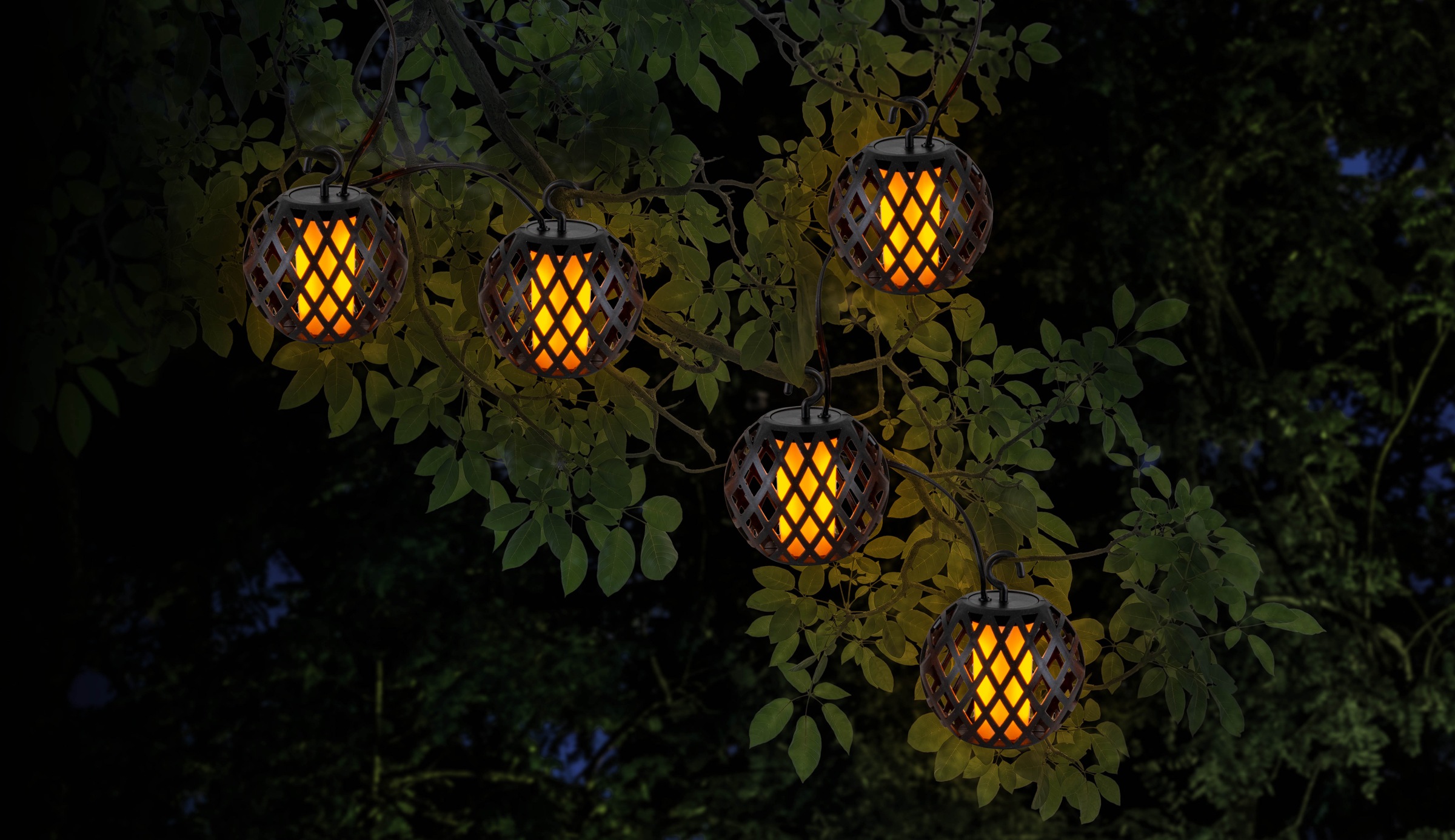 näve LED Solarleuchte »Fogo« LED-Modul 1 Stk. Warmweiß Lichterkette,10 Kugeln, Flammeneffekt, Dämmerungssensor, LED warmweiß