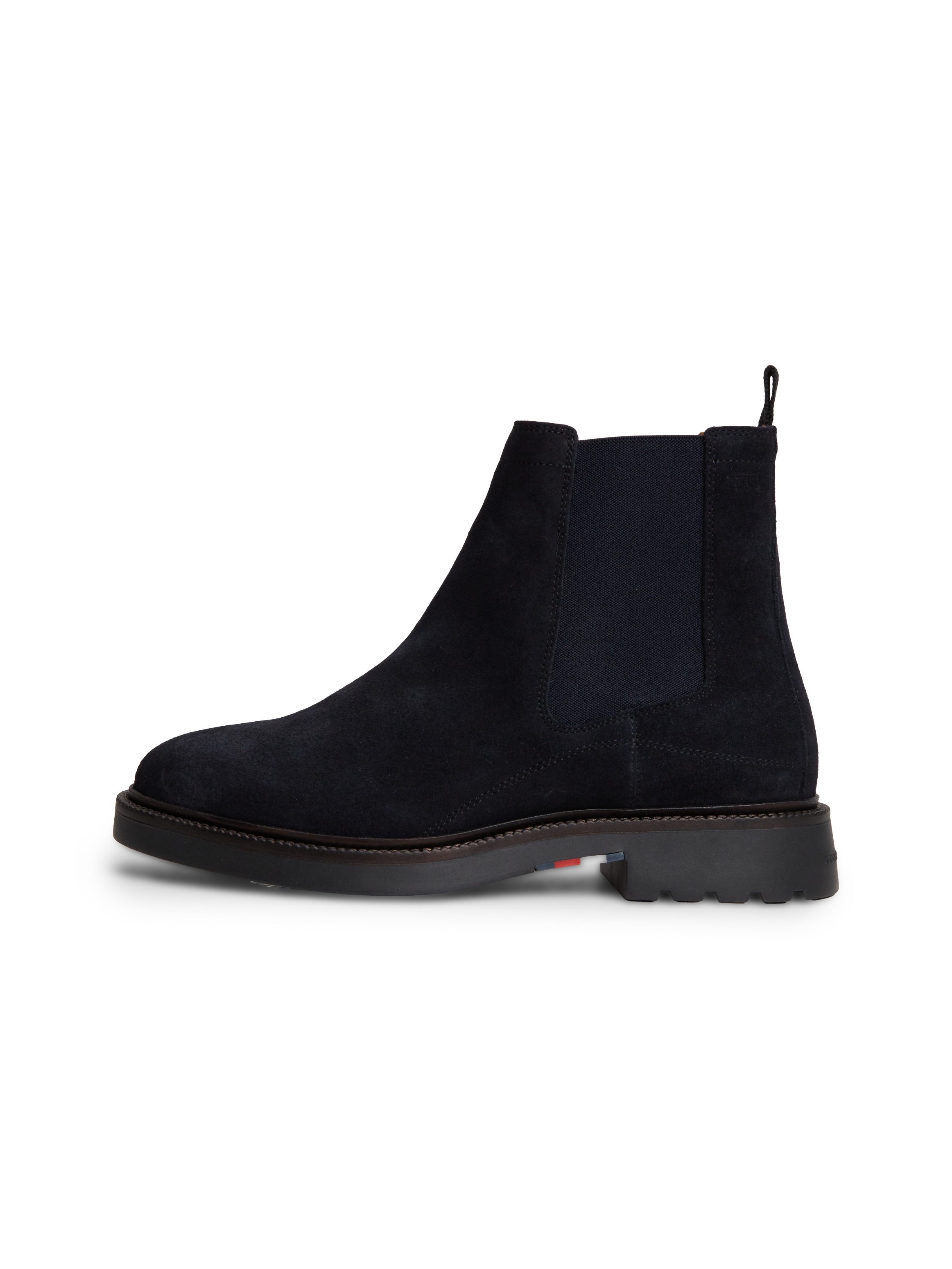 Tommy Hilfiger Chelseaboots »CORPORATE CASUAL SUEDE CHELSEA«  Blockabsatz, Stiefelette mit praktischer Anziehlasche, schmale Form