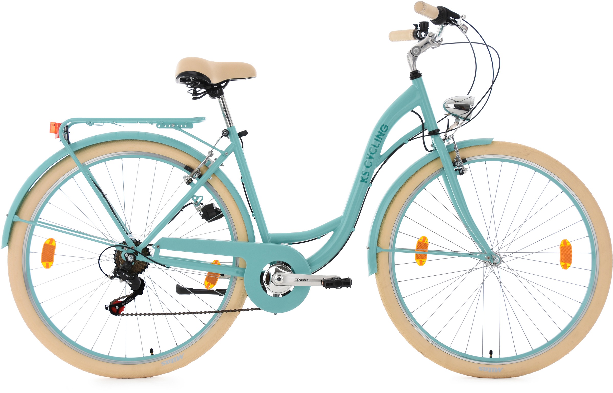 Ks Cycling Cityrad »Balloon« 6 Gang Shimano Tourney RD-TZ 50 Schaltwerk Kettenschaltung für Damen in grün, Größe 28 Zoll (71,12 cm)