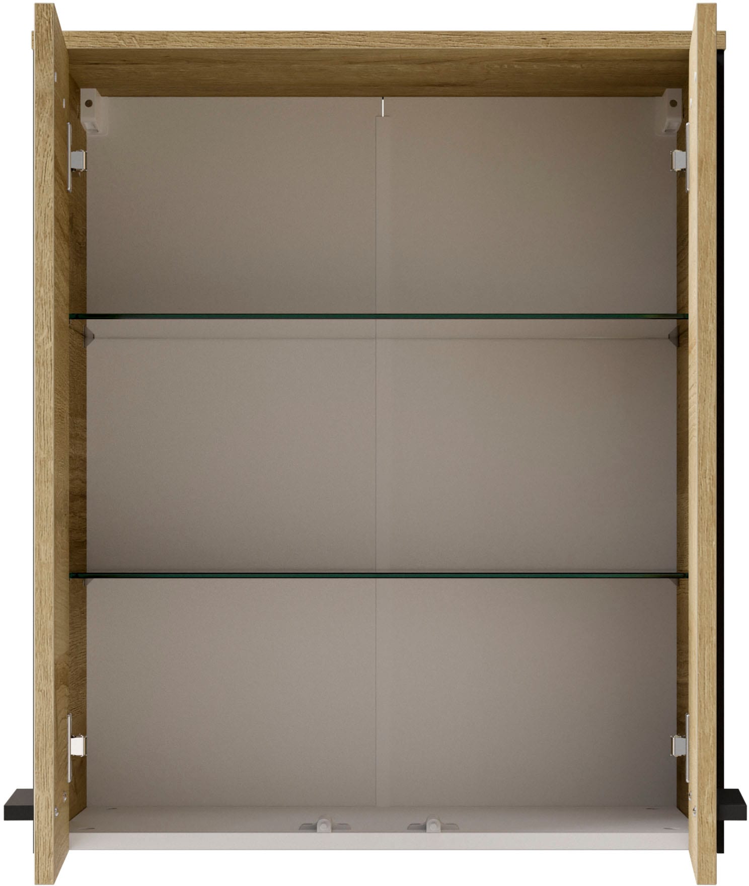 Saphir Hängeschrank »Quickset 395 Badschrank 60,4 cm breit mit 2 Türen und 2 Einlegeböden«, Badezimmer-Hängeschrank inkl. Türdämpfer, Griffe in Schwarz