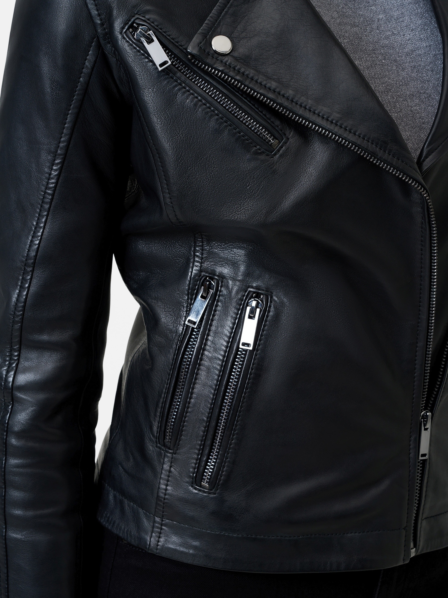 RICANO Bikerjacke »Lederjacke Leandra« ohne Kapuze Handgefertigt aus echtem Leder