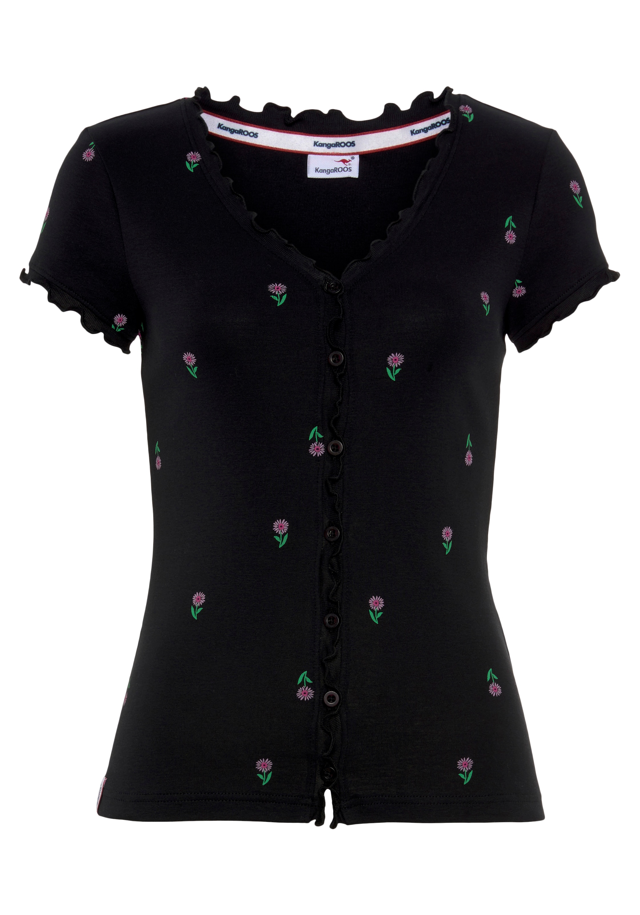 KangaROOS Kurzarmshirt kurzärmelig,  figurbetont,  aus Baumwolle