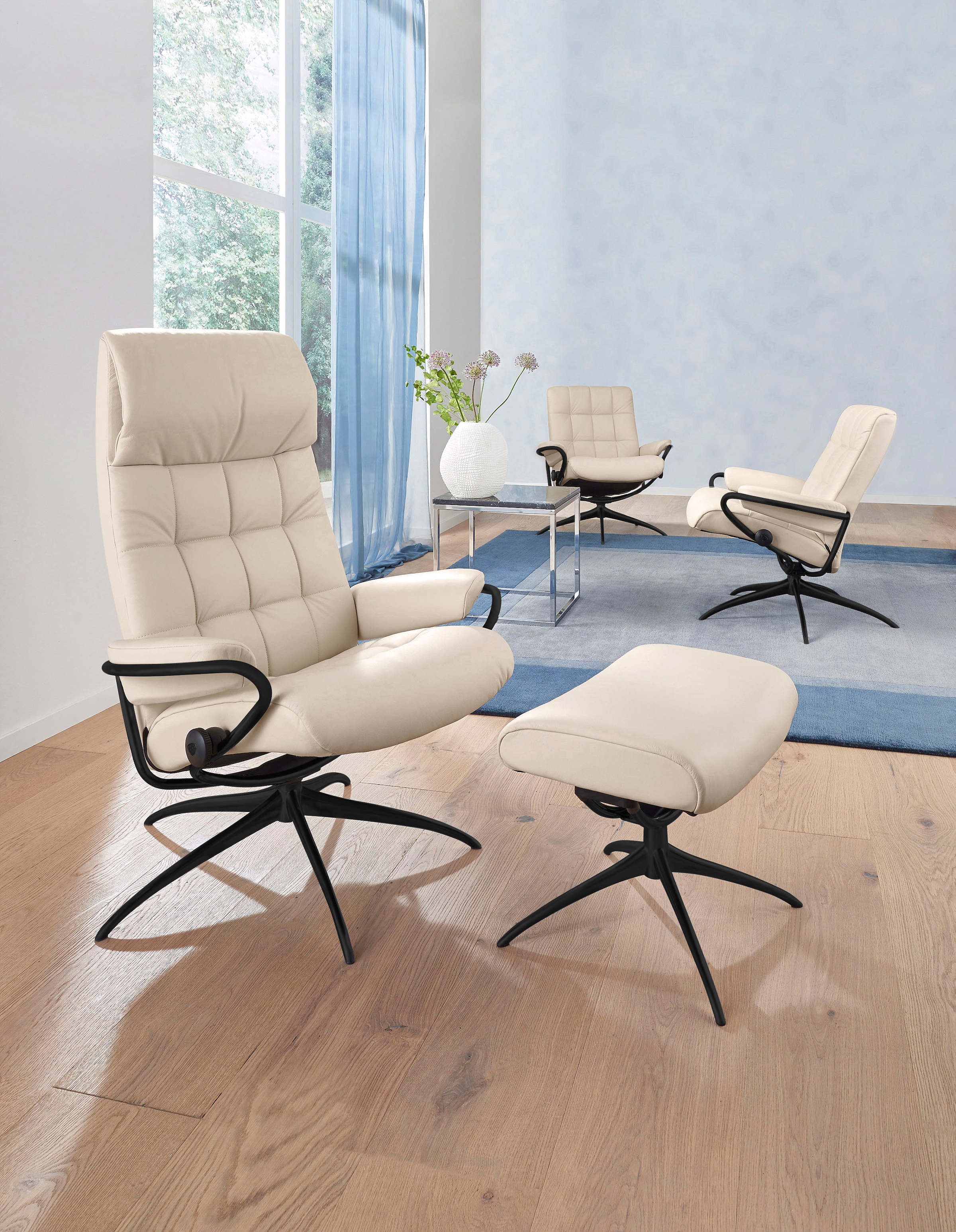 Stressless® Relaxsessel »London«, (Set, Relaxsessel mit Hocker), mit Hocker, High Back, mit Star Base, Gestell Schwarz