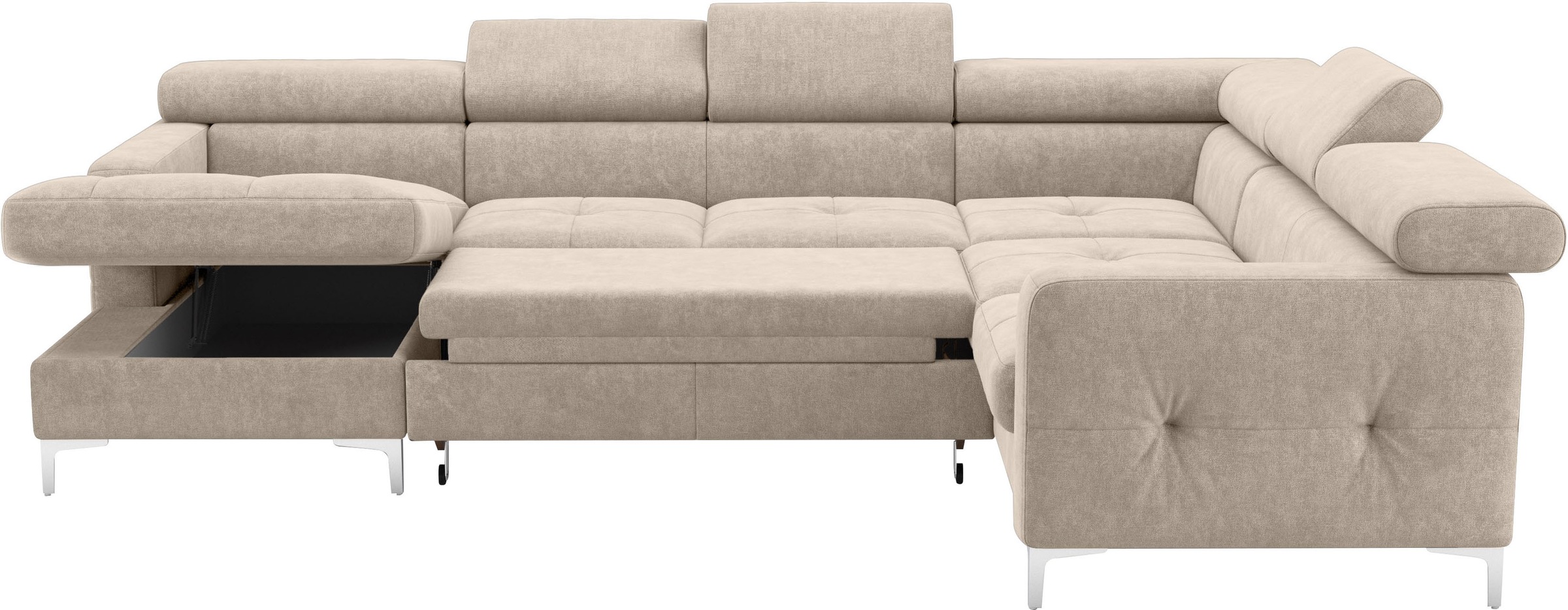 COTTA Wohnlandschaft »Sammy U-Form«, mit Kopfteilverstellung, wahlweise mit Bettfunktion & Bettkasten