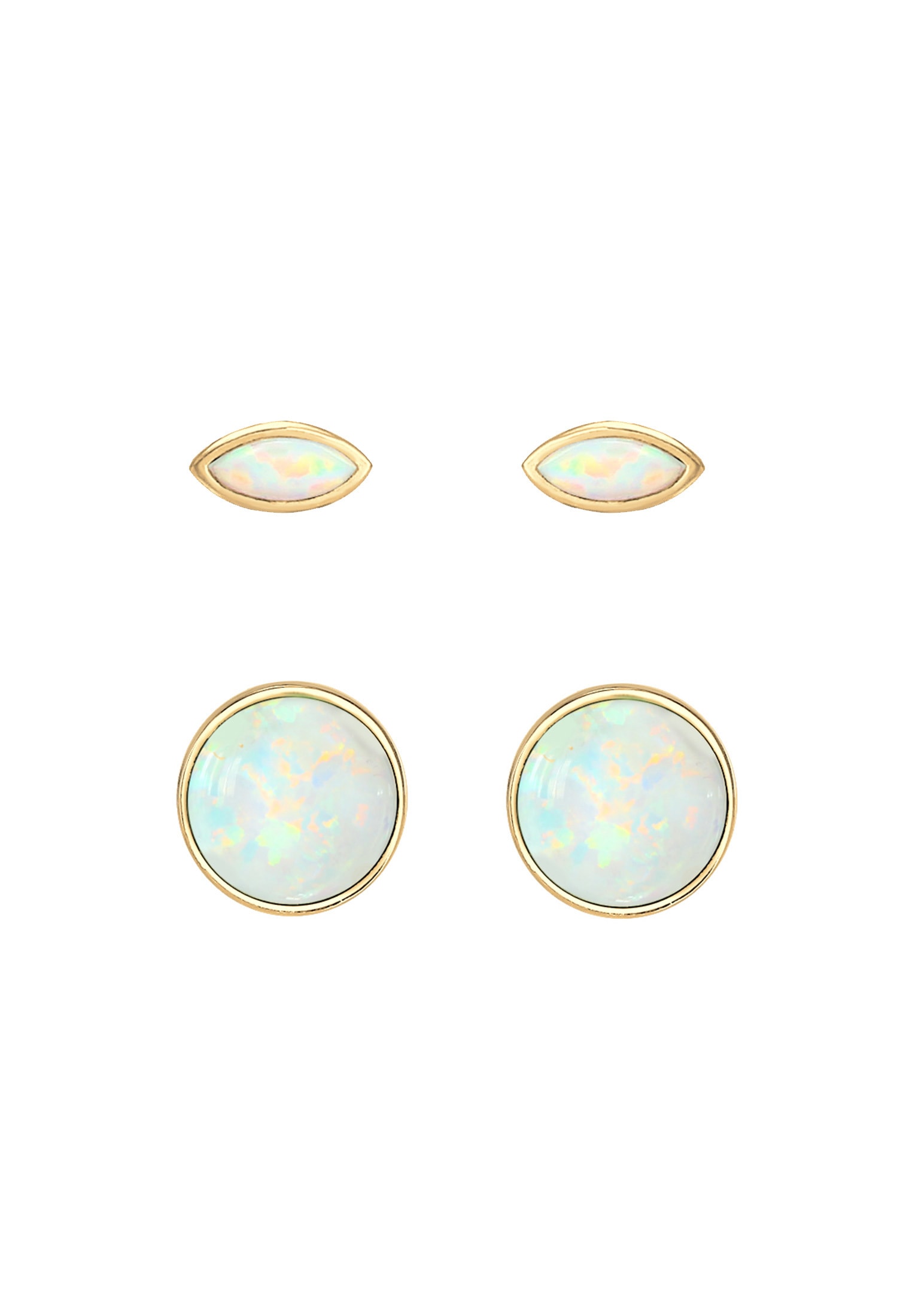 Elli Ohrstecker-Set »Ohrringe Ohrstecker Set Synthetischer Opal 925 Sterling Silber vergoldet«