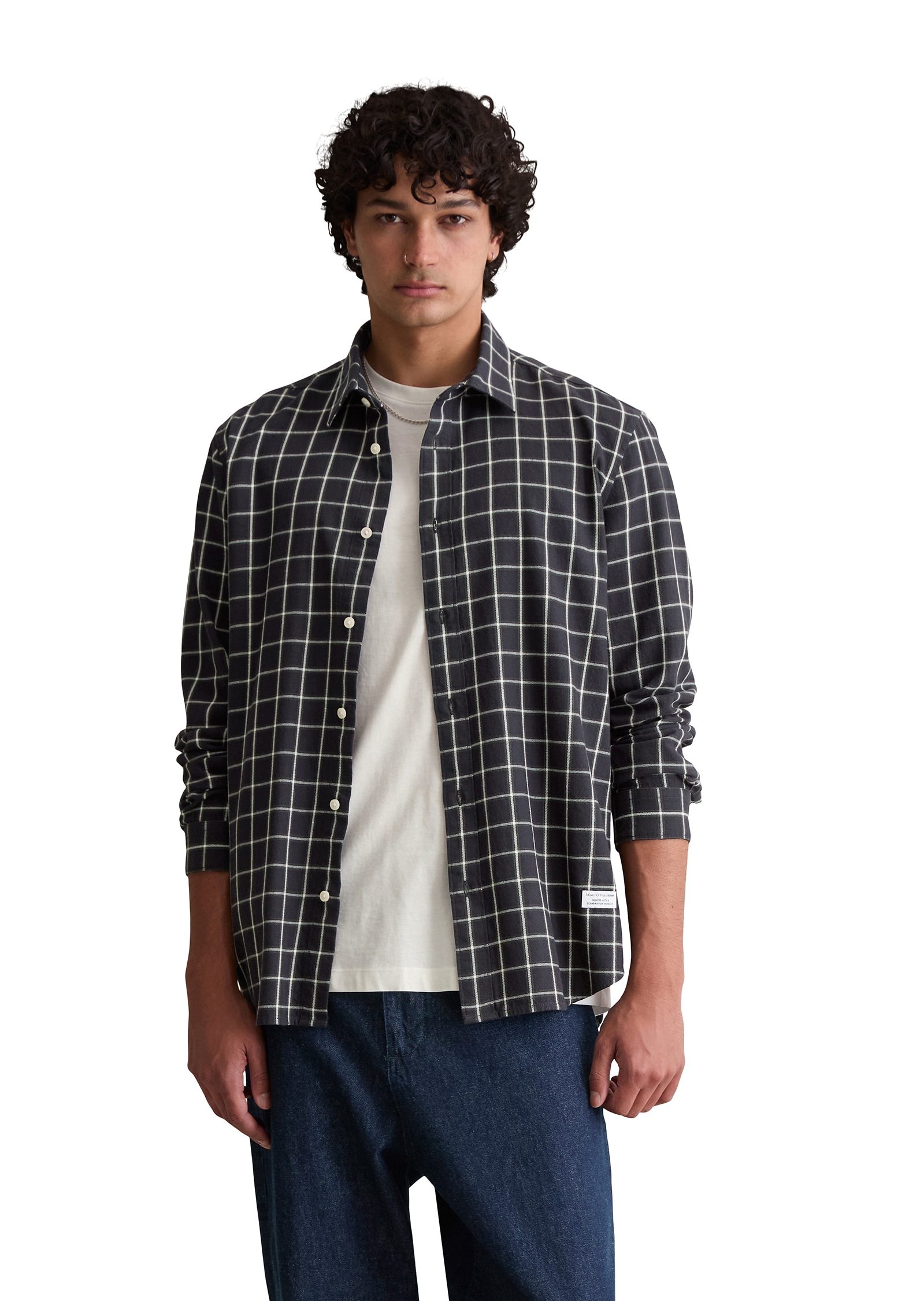 Marc O'Polo DENIM Langarmhemd, Businesshemd, Kentkragen, garngefärbtes Karomuster, regular fit