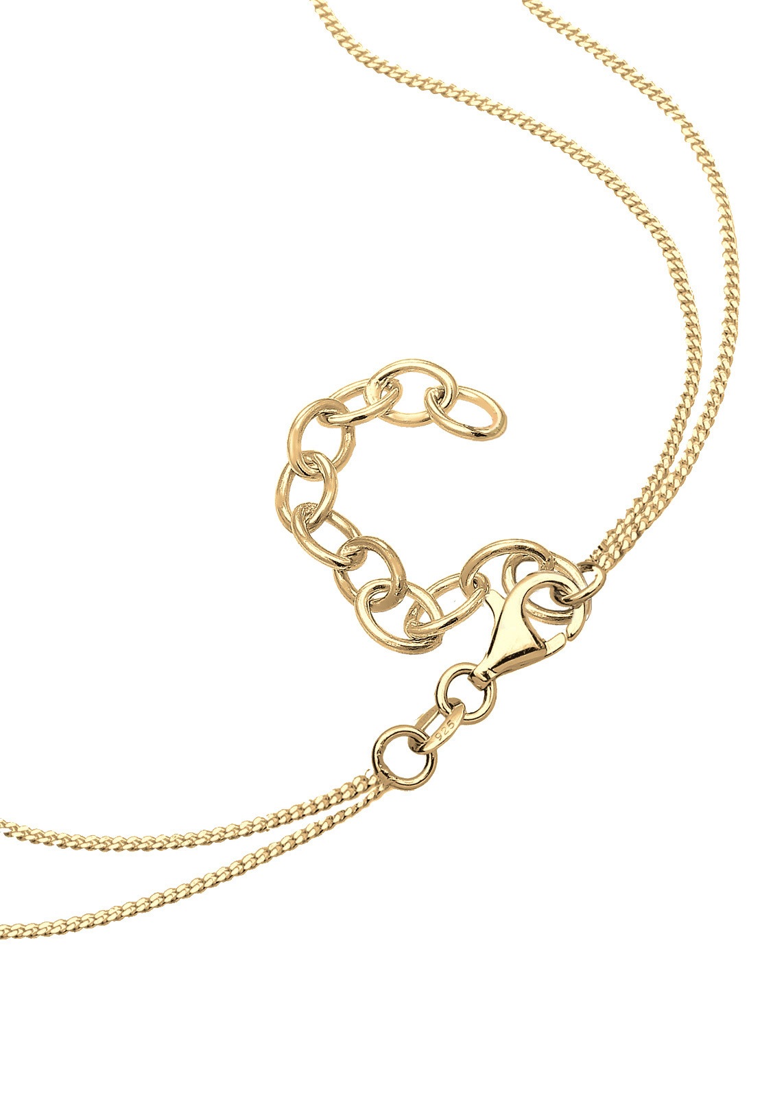 Elli Silberkette »Halskette Layerkette Kreuz Mondstein Weiß 925 Sterling Silber vergoldet«
