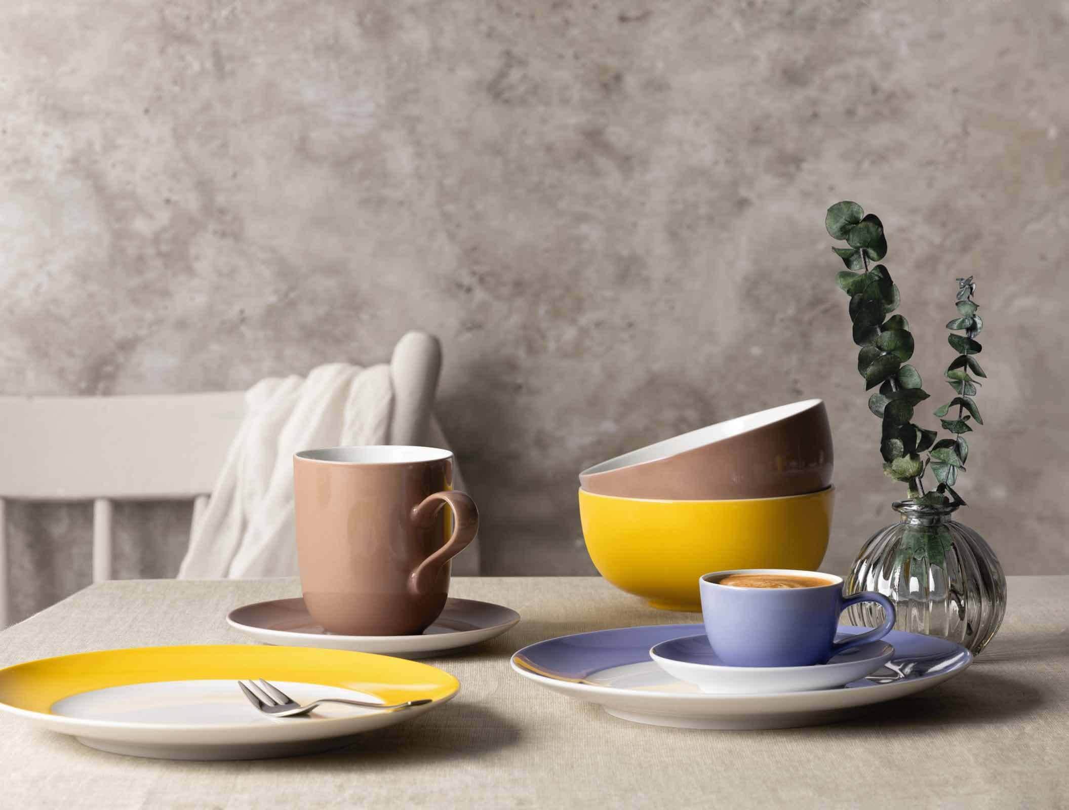 Seltmann Weiden Tasse »Kaffeetassen mit Untertassen Liberty Pure Colors 260 ml 6er Set« Spülmaschinenfest, Mikrowellensicher, Ofenfest