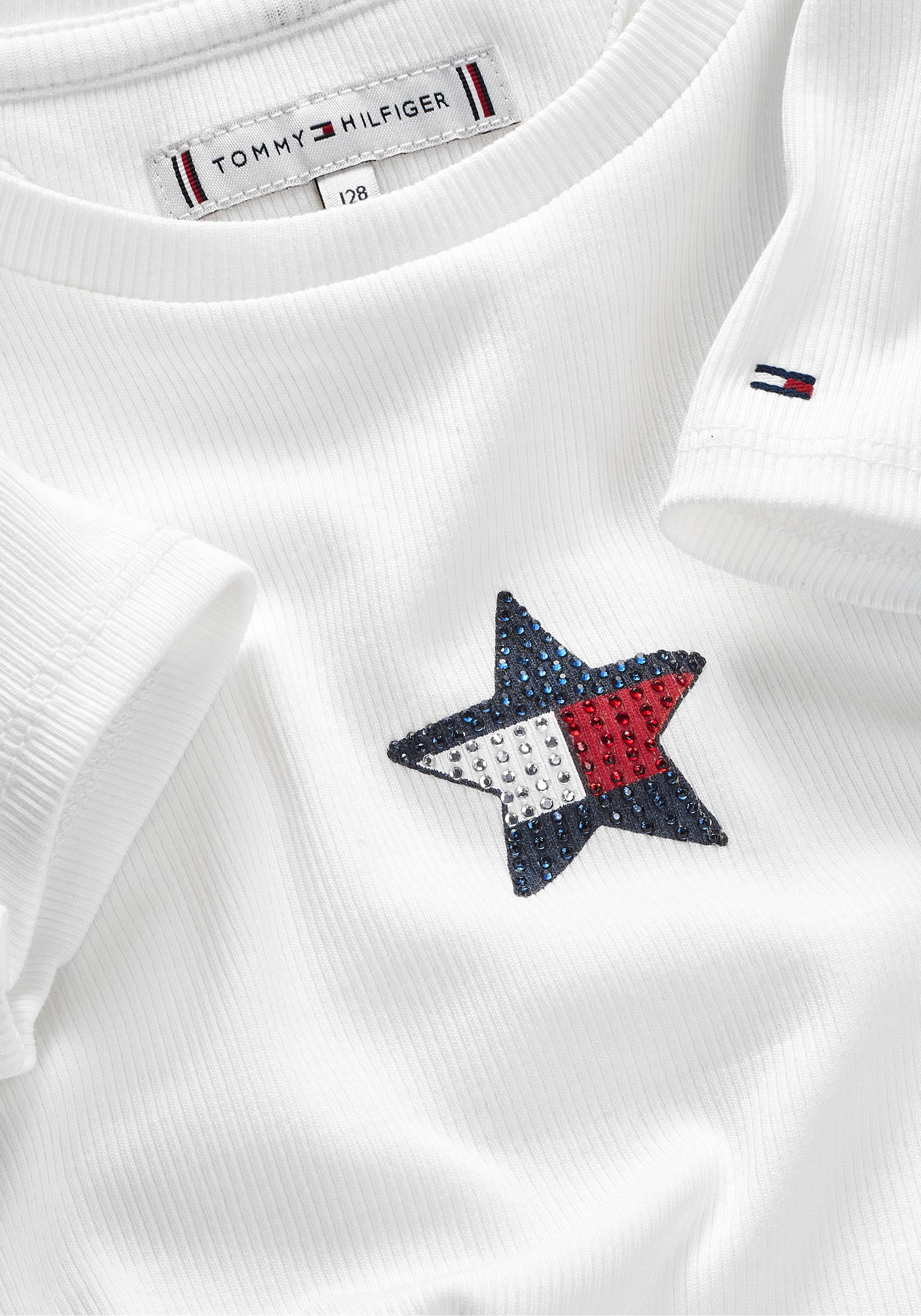 Tommy Hilfiger T-Shirt »STAR FLAG TEE SHORT SLEEVE« Kinder bis 16 Jahre, Logo mit Strass-Steinen