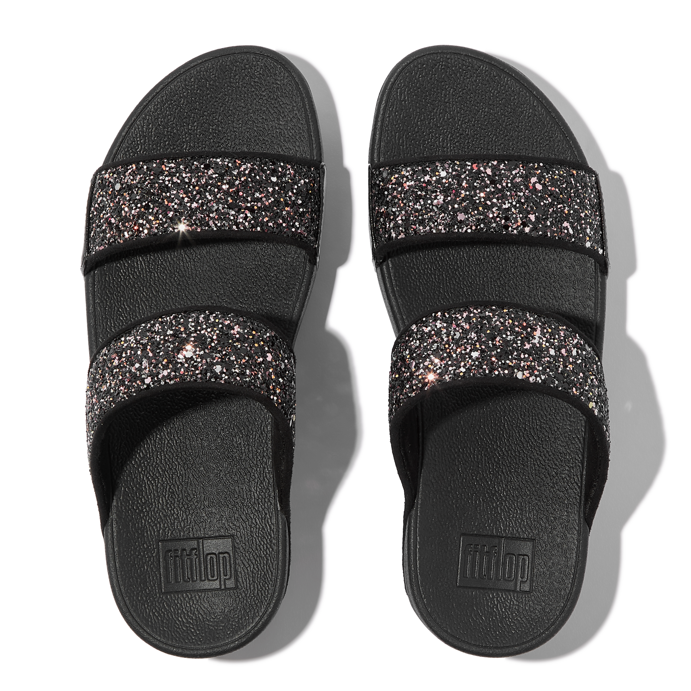 Fitflop Pantolette »LULU MULTI-TONAL GLITTER SLIDES«  Keilabsatz, Sommerschuh, Schlupfschuh mit Glitzer besetzt