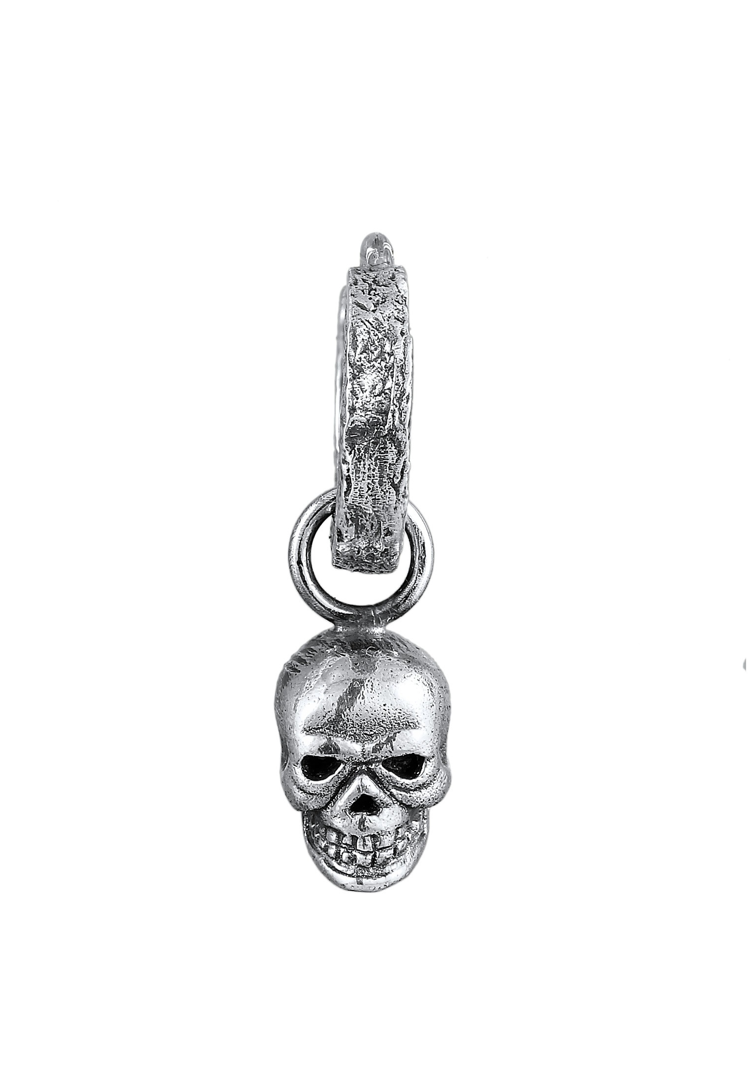Kuzzoi Paar Creolen »Ohrringe Herren Einzel Creole Totenkopf Anhänger 925 Silber«