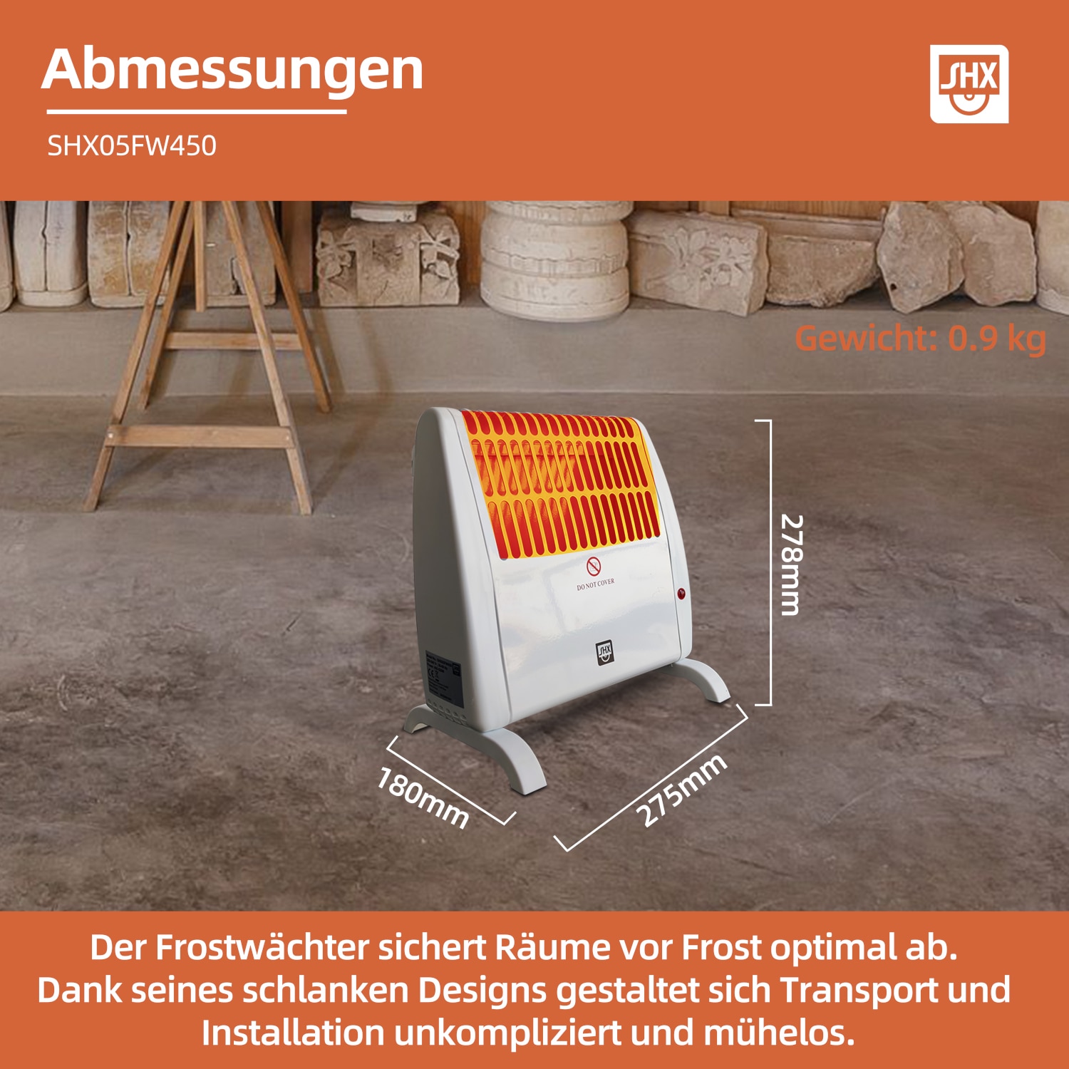 SHX Heizstrahler »SHX05FW450«, 520 W, Wandhalterung, 450W