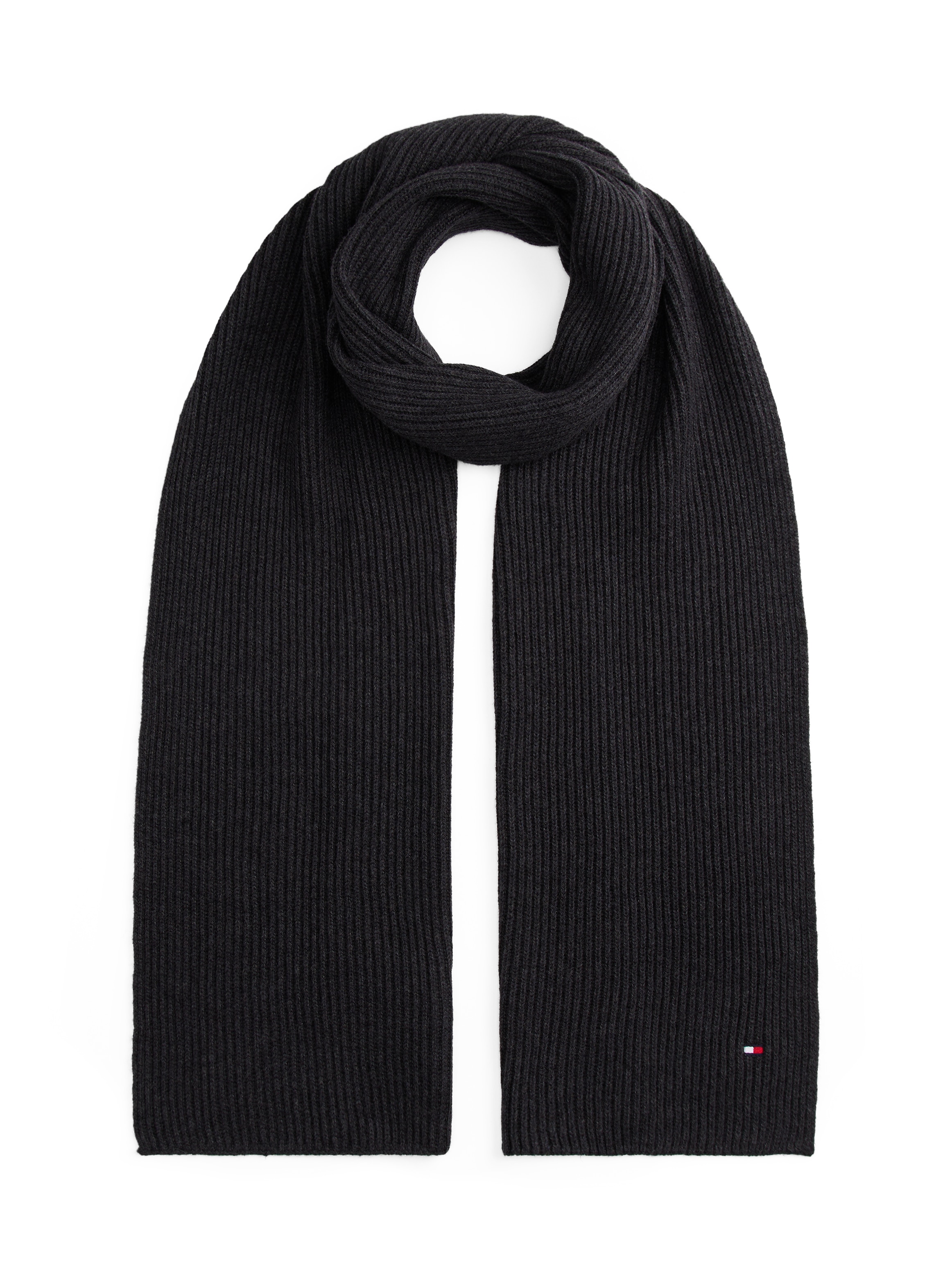 Tommy Hilfiger Strickschal »TH FLAG PIMA COTTON CASH SCARF«, mit Logostickerei