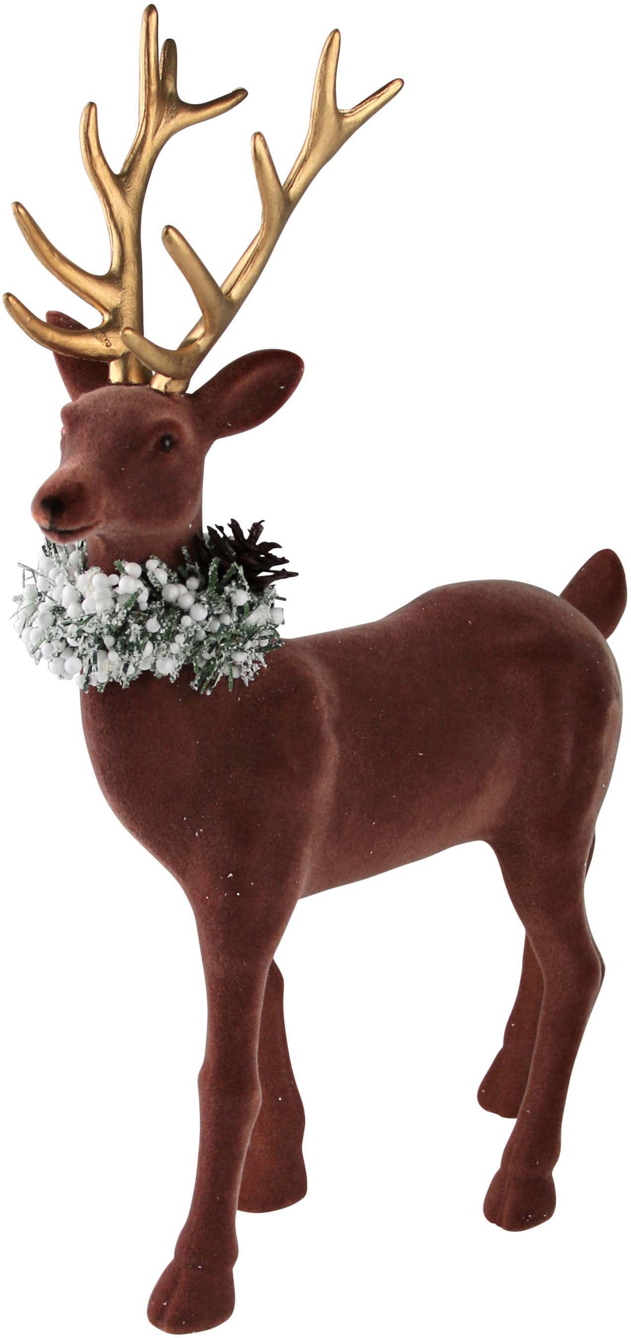 AM Design Weihnachtsfigur »Weihnachtsdeko«, mit goldenem Geweih und Schal