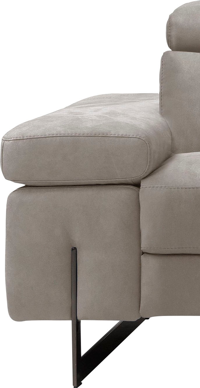 Egoitaliano 2,5-Sitzer »Candice, elegant und edel, hochwertiges Designsofa, bequem«, Kopfteile manuell verstellbar, titanumfarbene Kufenfüße