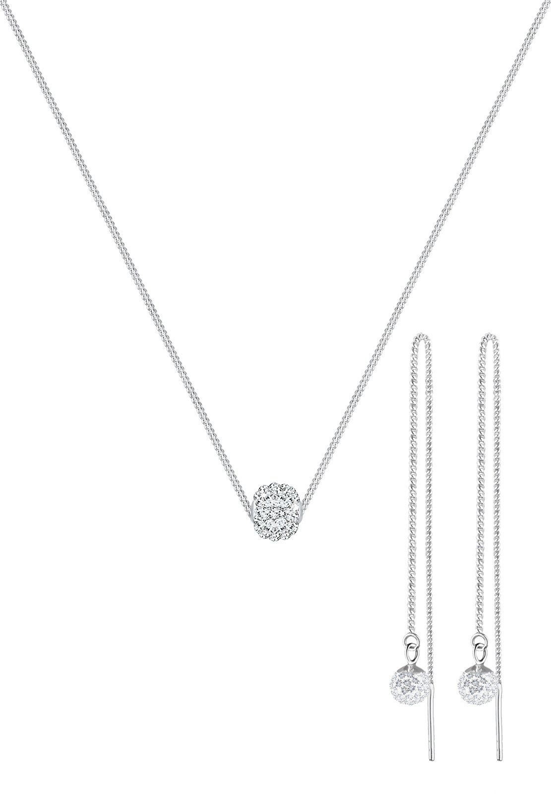 Elli Ohrring und Ketten Set »Schmuckset Set mit Kugel Weiß 925 Sterling Silber, mit Kristallen von Swarovski®«