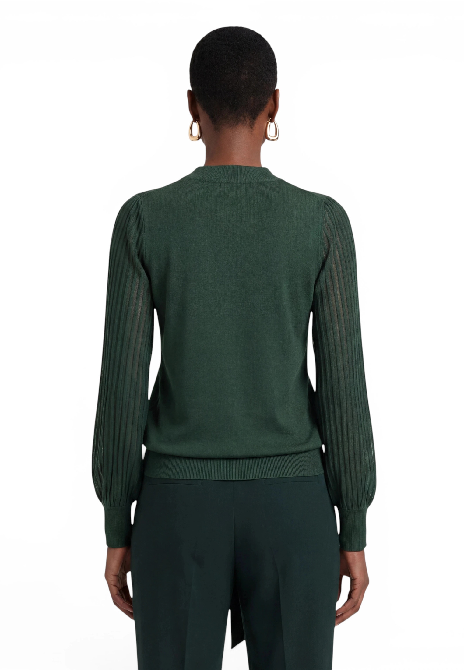 Zero Rundhalspullover »Feinstrickpullover mit Spitzenärmeln«