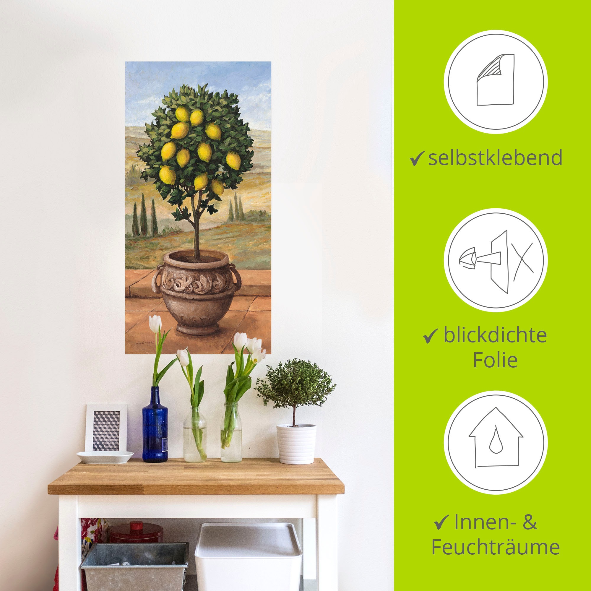 Artland Wandbild »Zitronenbaum«, Bäume, (1 St.), als Leinwandbild, Wandaufkleber in verschied. Größen