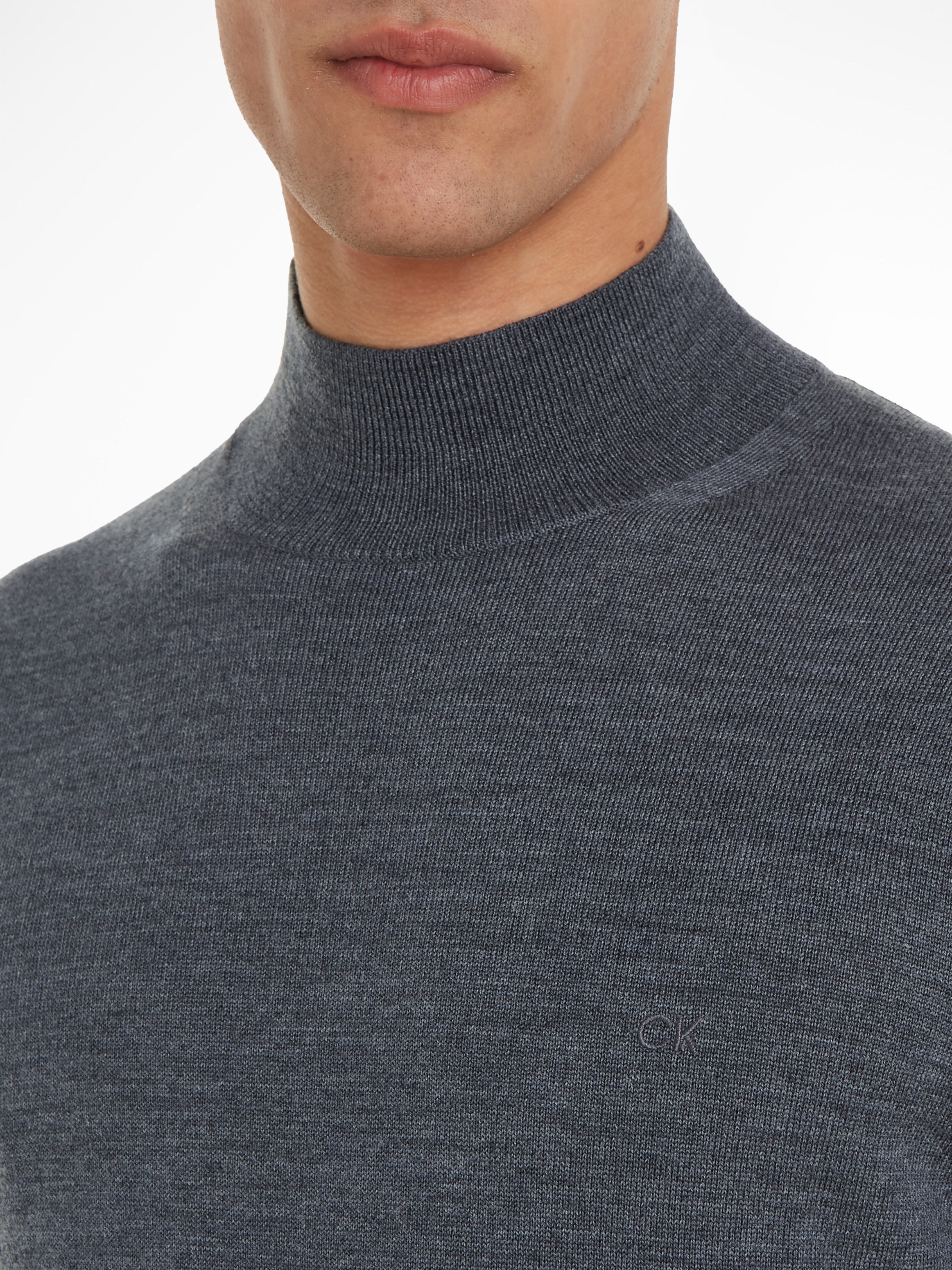 Calvin Klein Rollkragenpullover »MERINO MOCK NECK SWEATER«, mit Markenlabel
