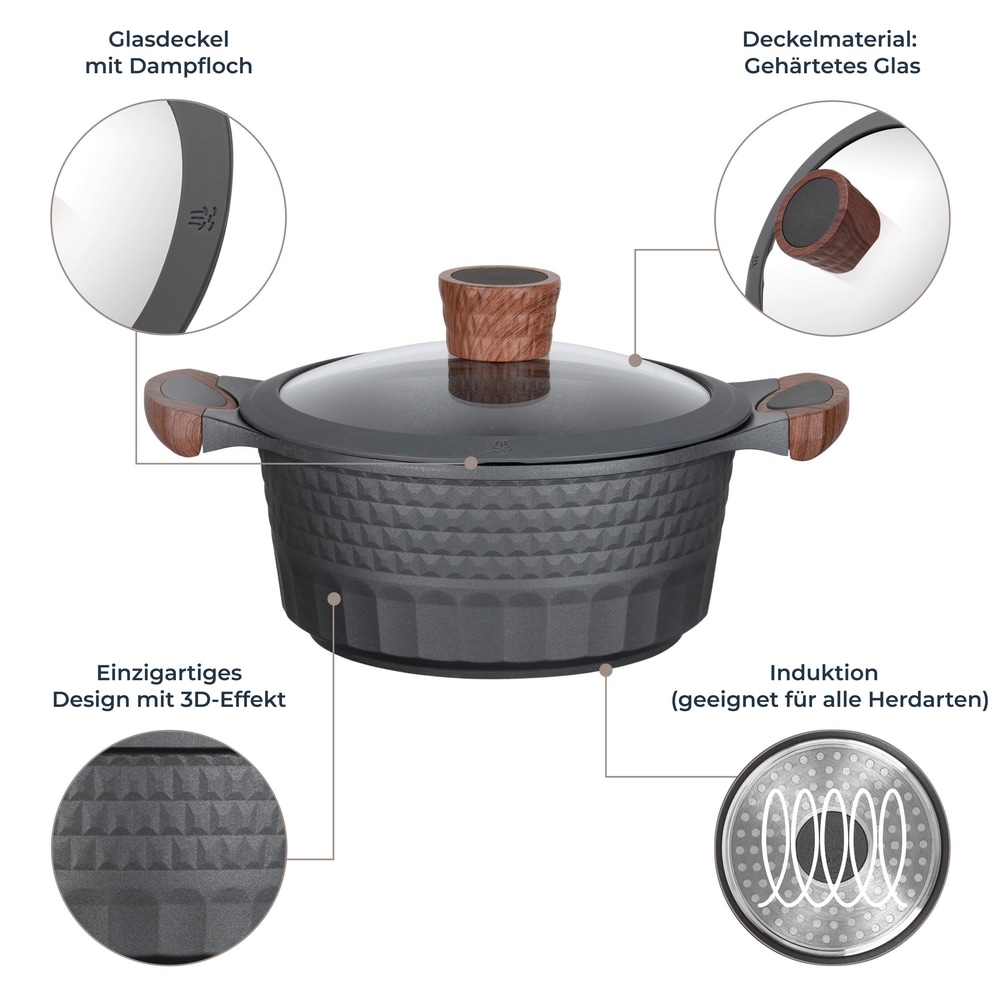 RESTO Kitchenware Kochtopf »Capella, Schmortopf antihaftbeschichtet und spülmaschinenfest« 2 Stk. tlg. Aluminiumguss