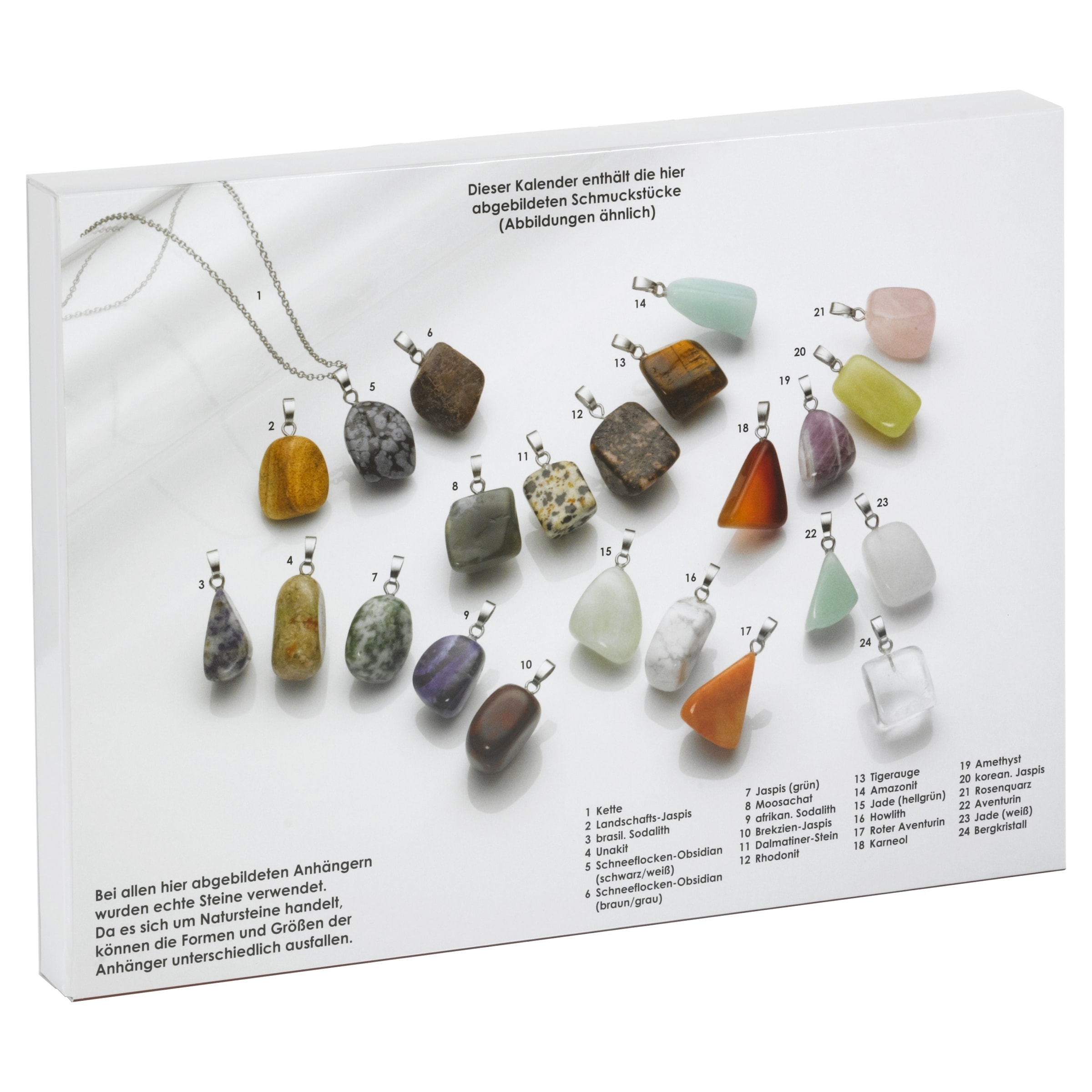 Smart Jewel Schmuckset »Adventskalender mit Edelstein-Anhängern, Metall«