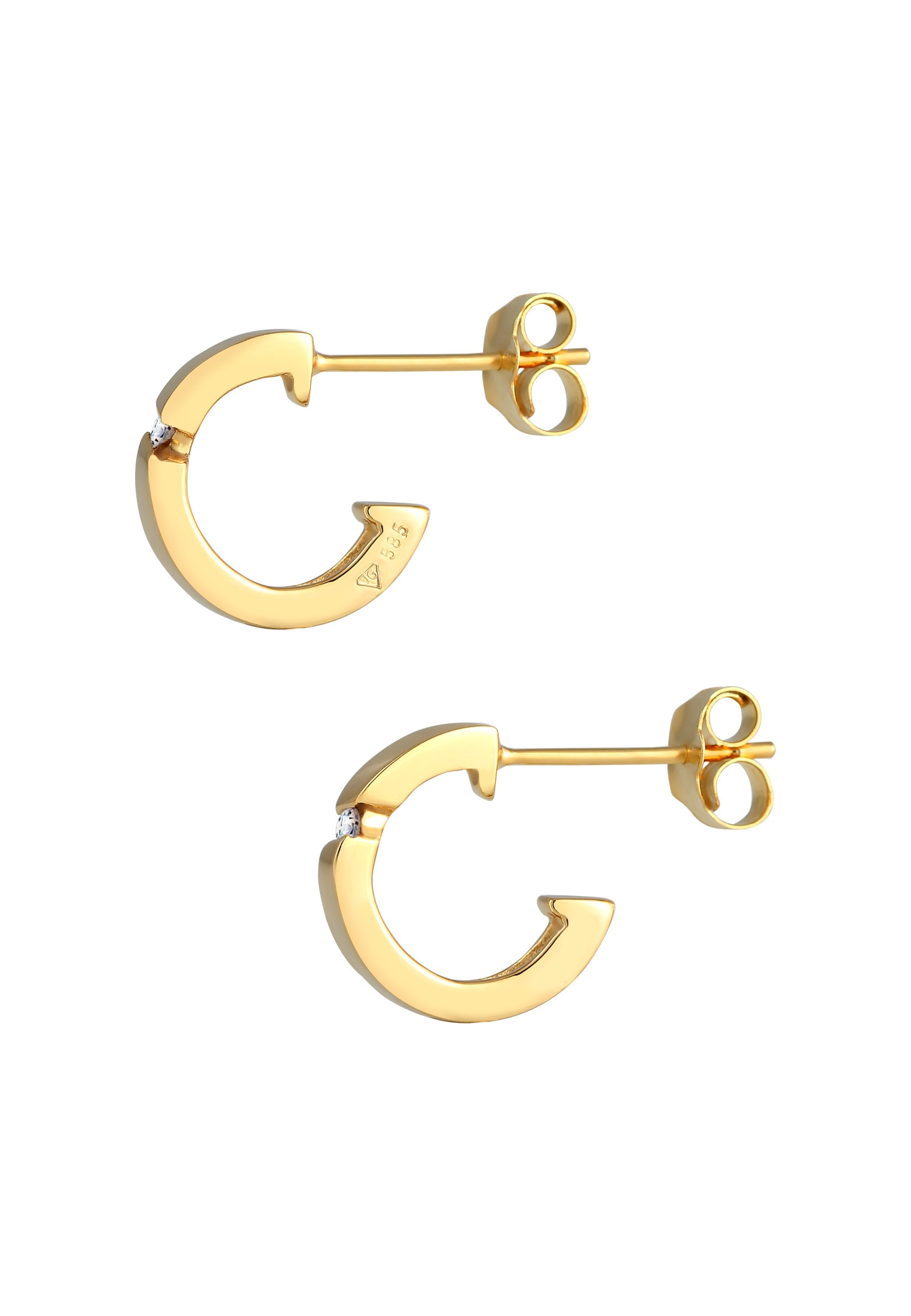 Elli DIAMONDS Paar Creolen »Ohrringe Creolen Diamant Weiß Brillantschliff (0.03 ct.) 585 Gelbgold«