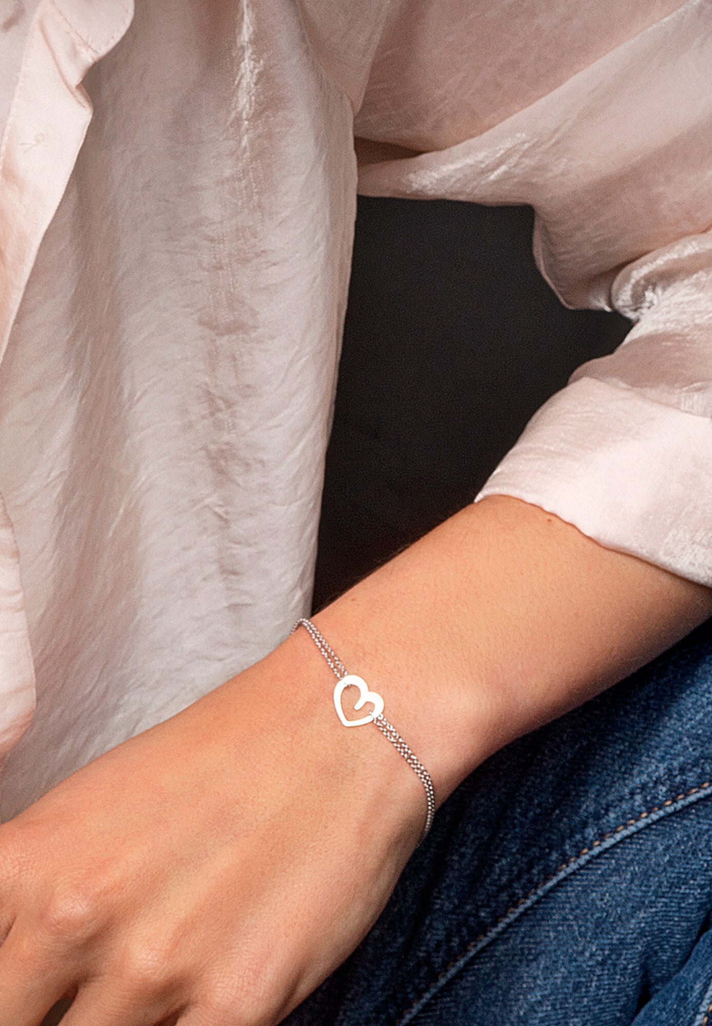 ONE ELEMENT Silberarmband »Herz Armband Rundankerkette aus 925 Silber  17 cm Ø 1,1 mm«