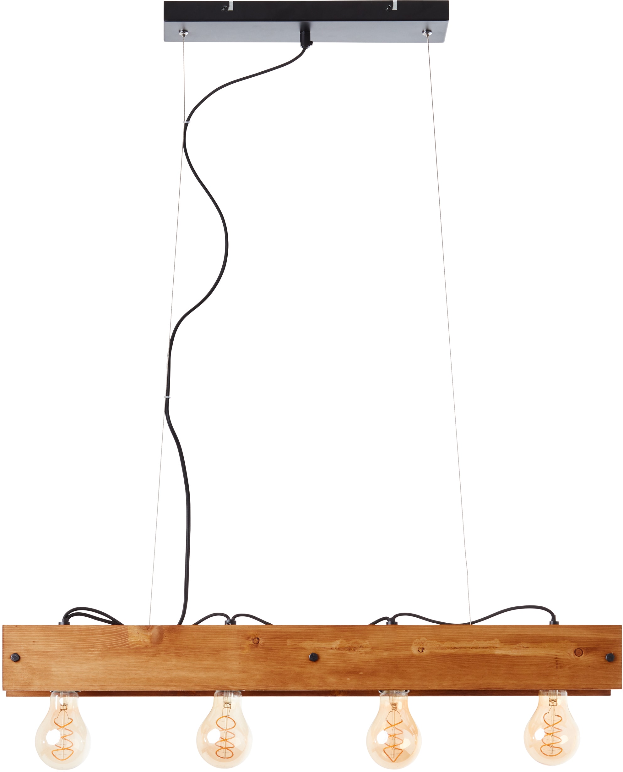 Brilliant Pendelleuchte »Calandra«, 4 flammig, Leuchtmittel E27 | ohne Leuchtmittel, 150 cm Höhe, 75 cm Breite, 4 x E27, Metall/Holz, schwarz/holz