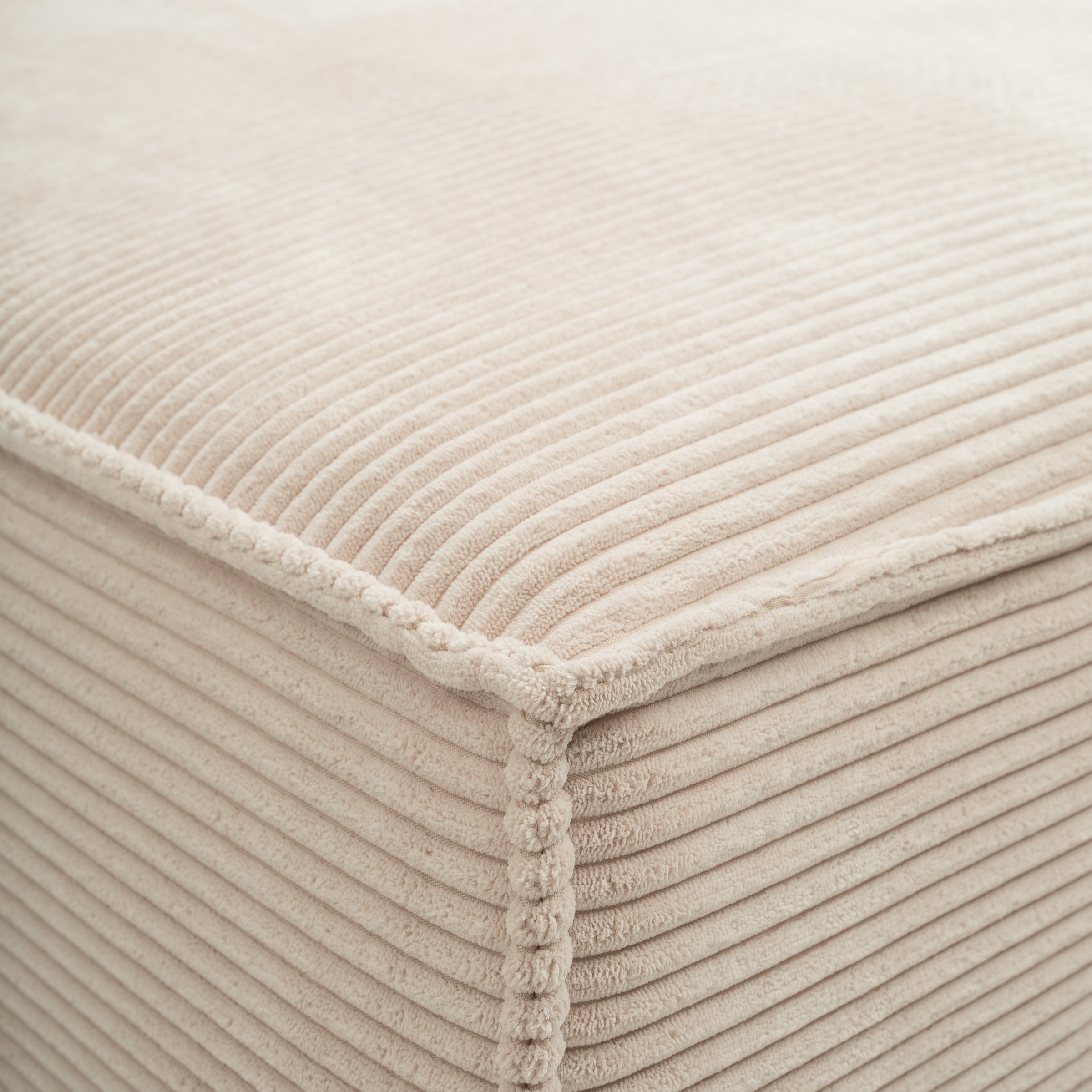 WERK2 Ecksofa »Atlanta-New, modernes Design, Stellmaße 280x147cm, L-Form, Kedernaht«, hoher Komfort, Schlaffunktion & Bettkasten, Cord, Natur