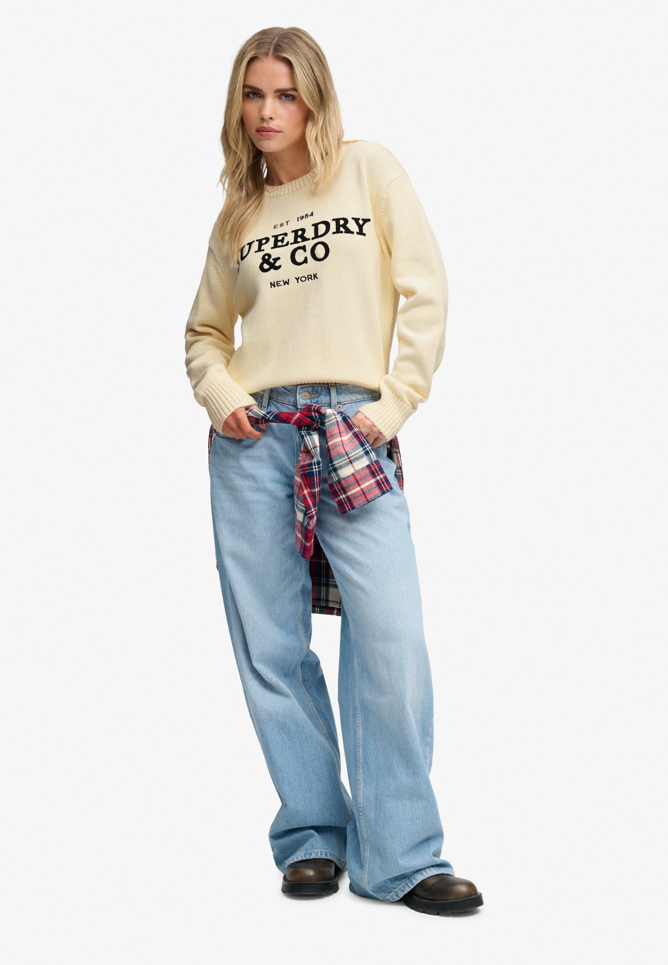 Superdry Strickpullover »HERITAGE GRAPHIC JUMPER« Baumwolle, mit hochwertiger Stickerei