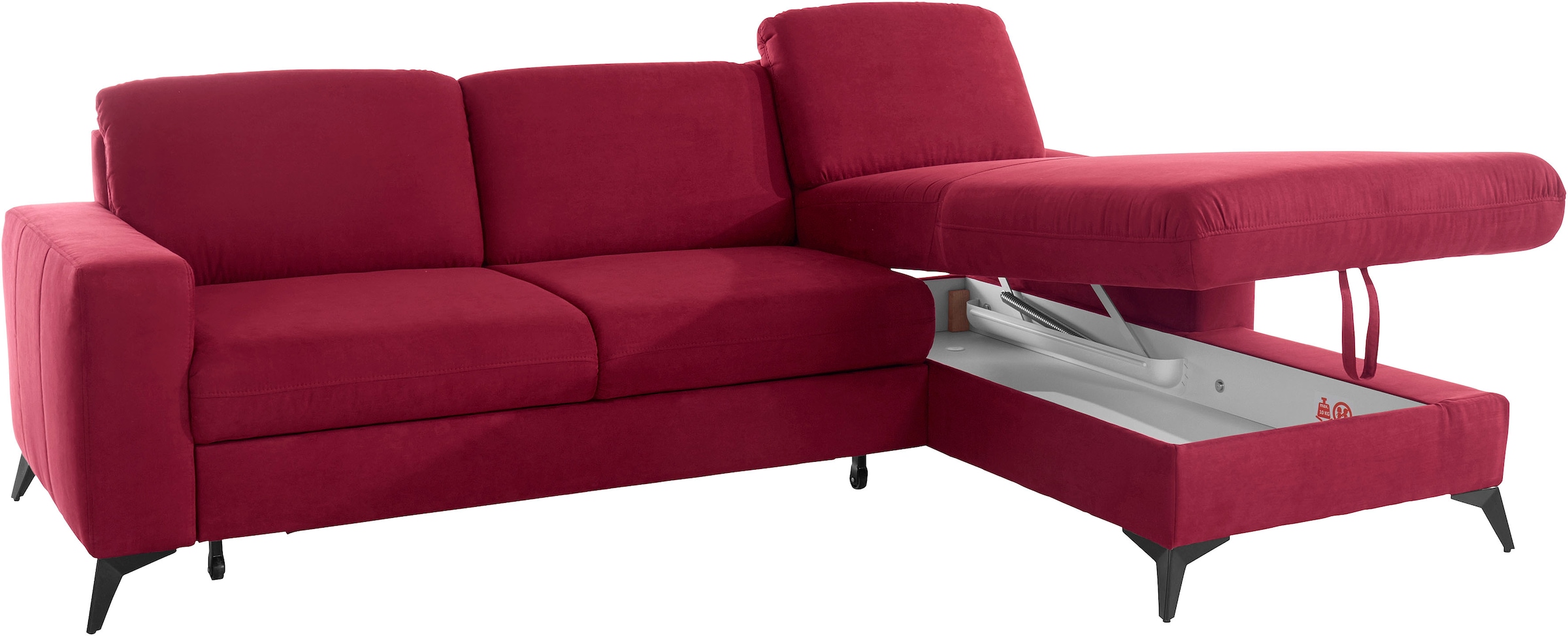 Places of Style Ecksofa »Lolland L-Form«, Wahlweise mit Bettfunktion und Bettkasten, Federkern