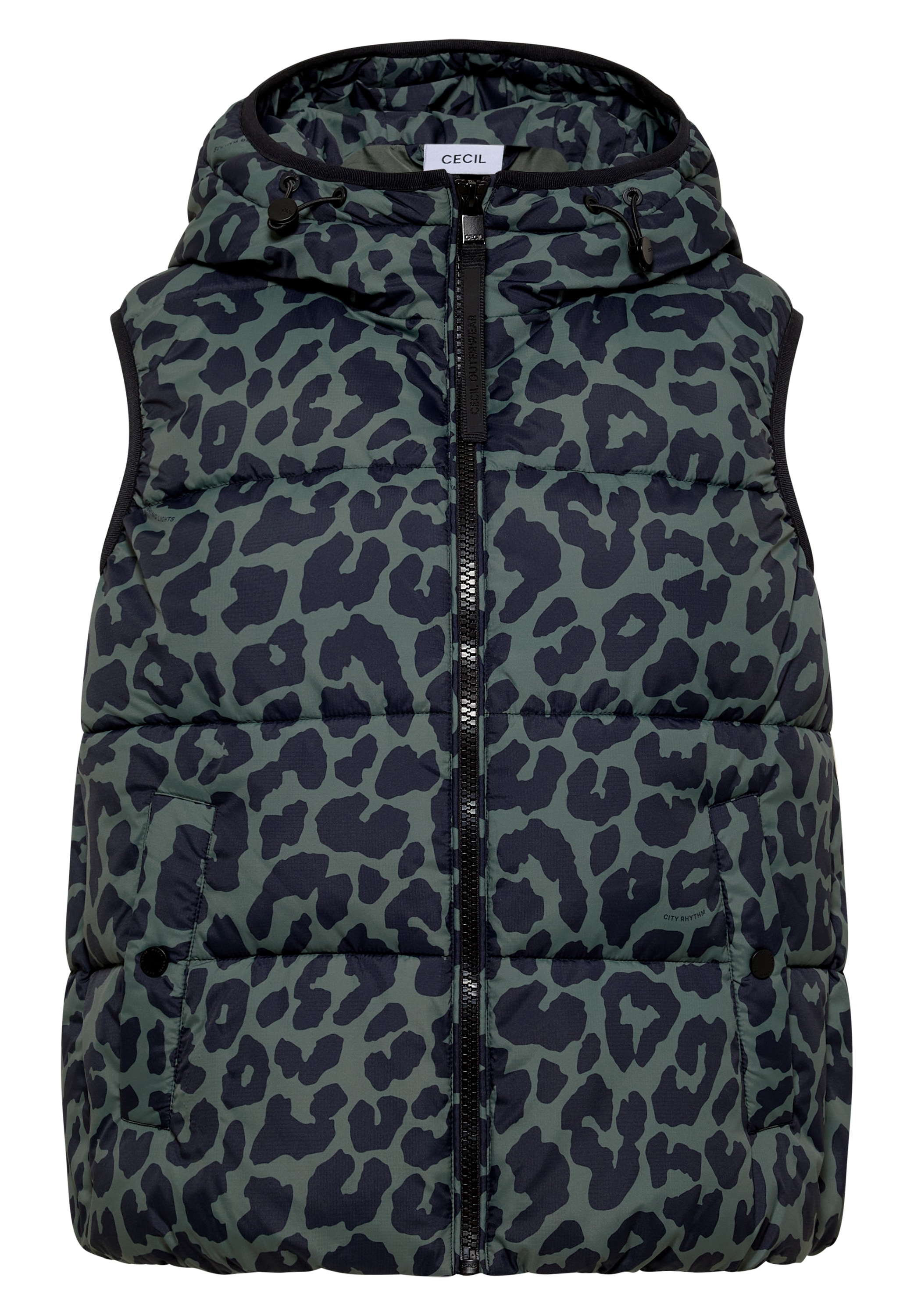 Cecil Steppweste Kapuze mit Kordelzug, Elastiksaum, Animal-Print