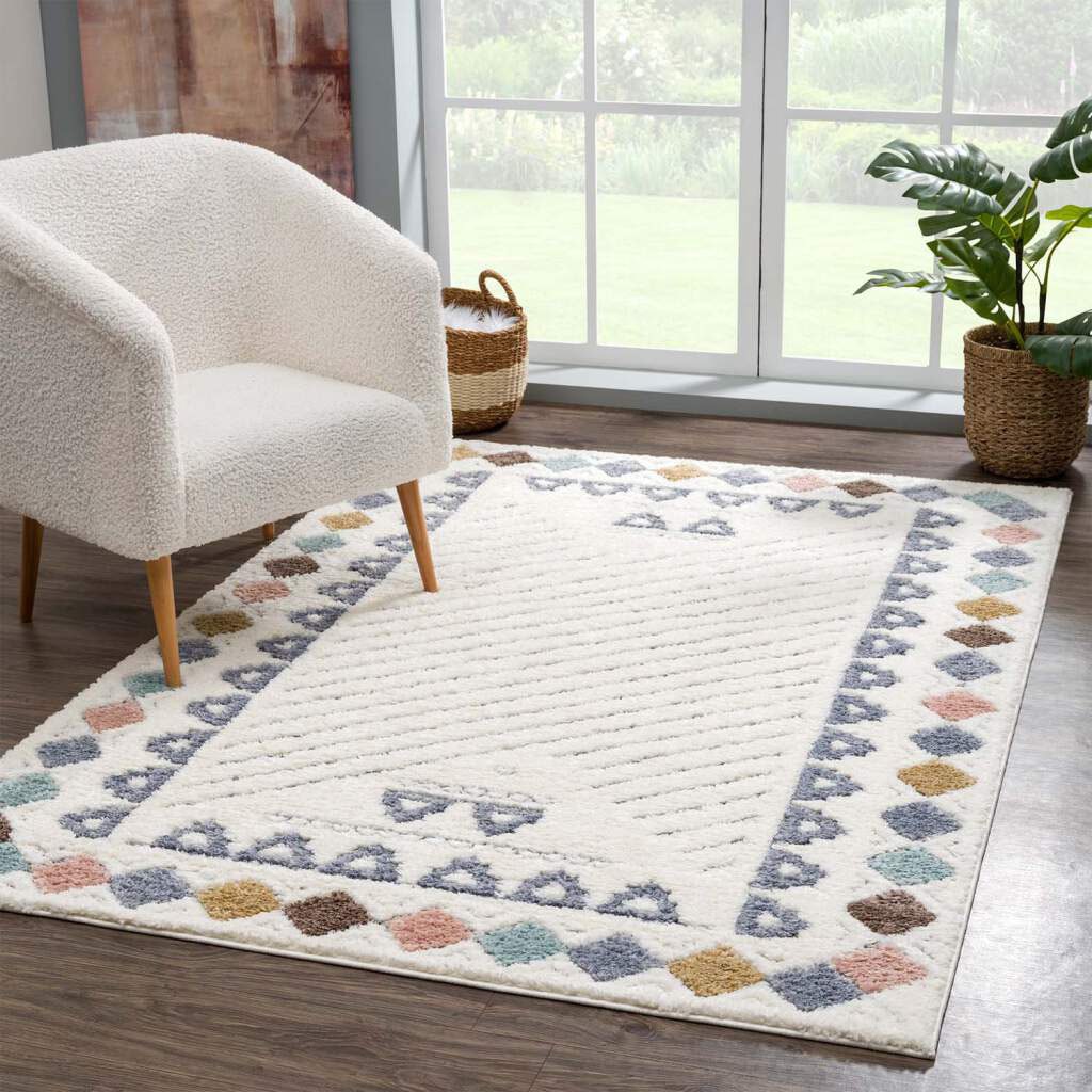 Carpet City Hochflor-Teppich »Focus 3034«, rechteckig, Boho-Teppich mit Bordüre, bunt, besonders weich, 3D-Effekt