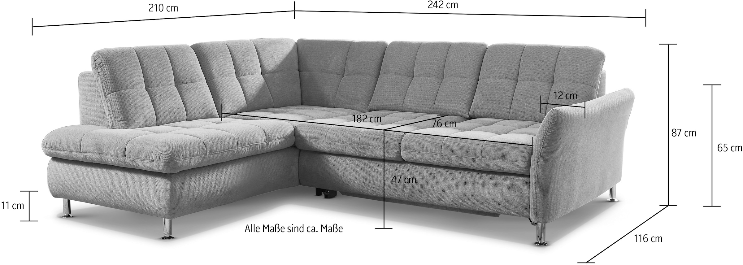 Die PlanBar Ecksofa »MP-IN20016 L-Form mit Federkern-Polsterung« wahlweise mit Kopfstützen und Bettfunktion