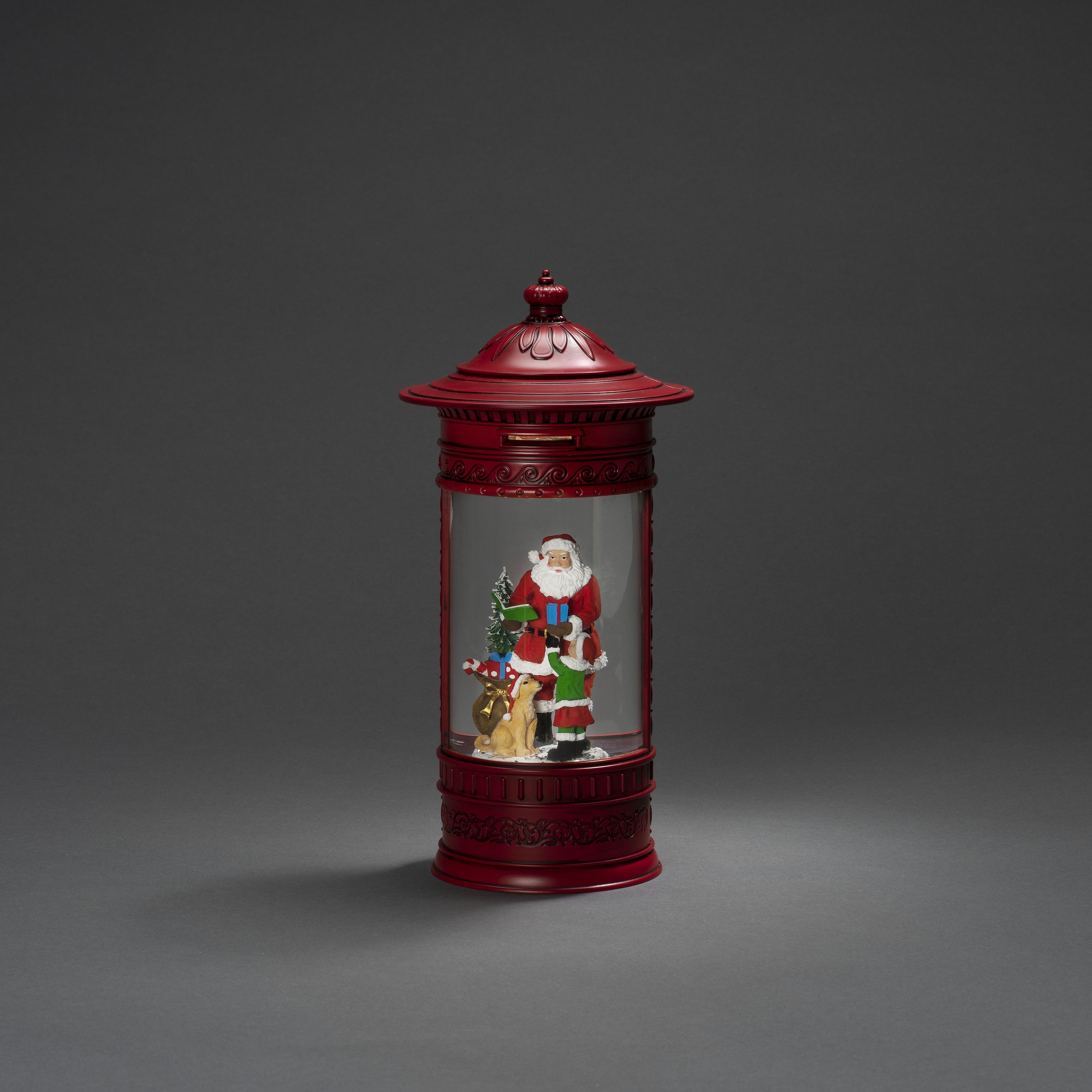 KONSTSMIDE LED Laterne »Weihnachtsdeko rot«, 1 flammig-flammig, LED Wasserlaterne, rot, Briefkasten, "Weihnachtsmann mit Kind + Hund"